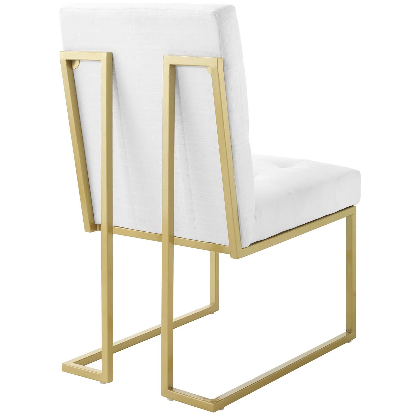 Privy Gold Stainless Steel Upholstered Fabric Dining Accent Chair Set of 2