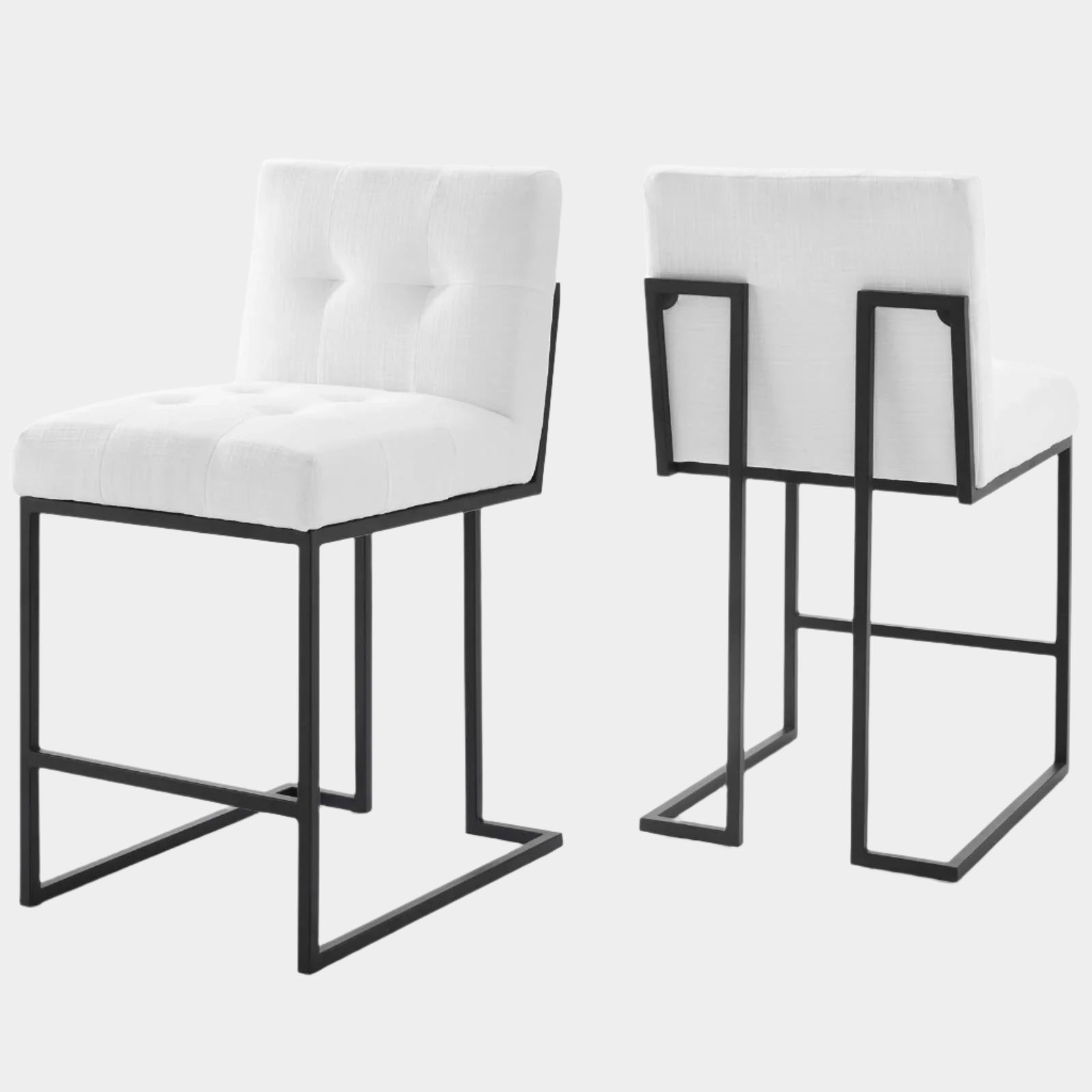 Privy Black Stainless Steel Upholstered Fabric Counter Stool Set of 2