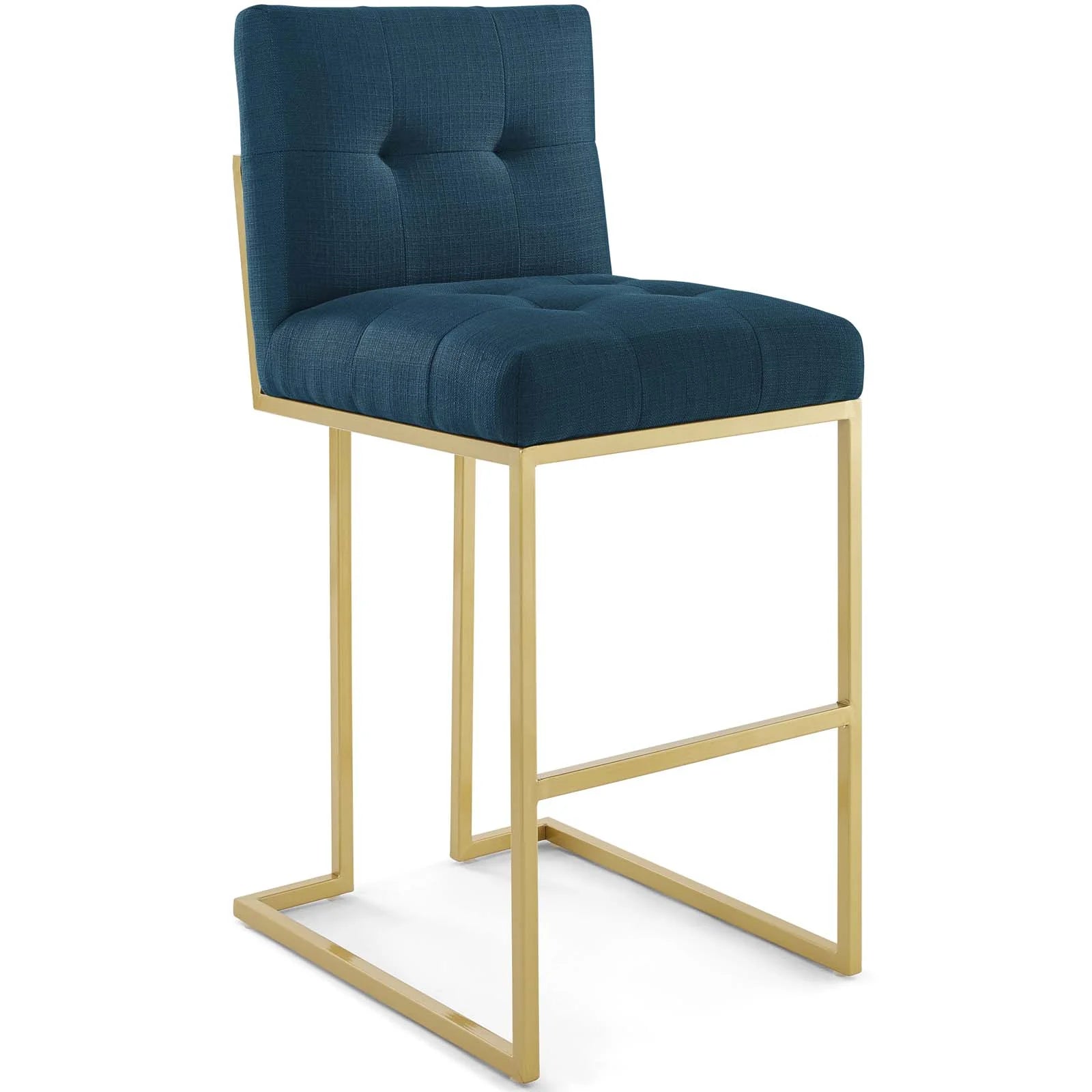 Privy Gold Stainless Steel Upholstered Fabric Bar Stool Set of 2