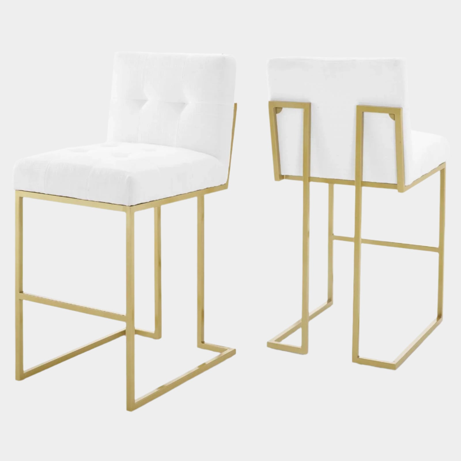 Privy Gold Stainless Steel Upholstered Fabric Bar Stool Set of 2