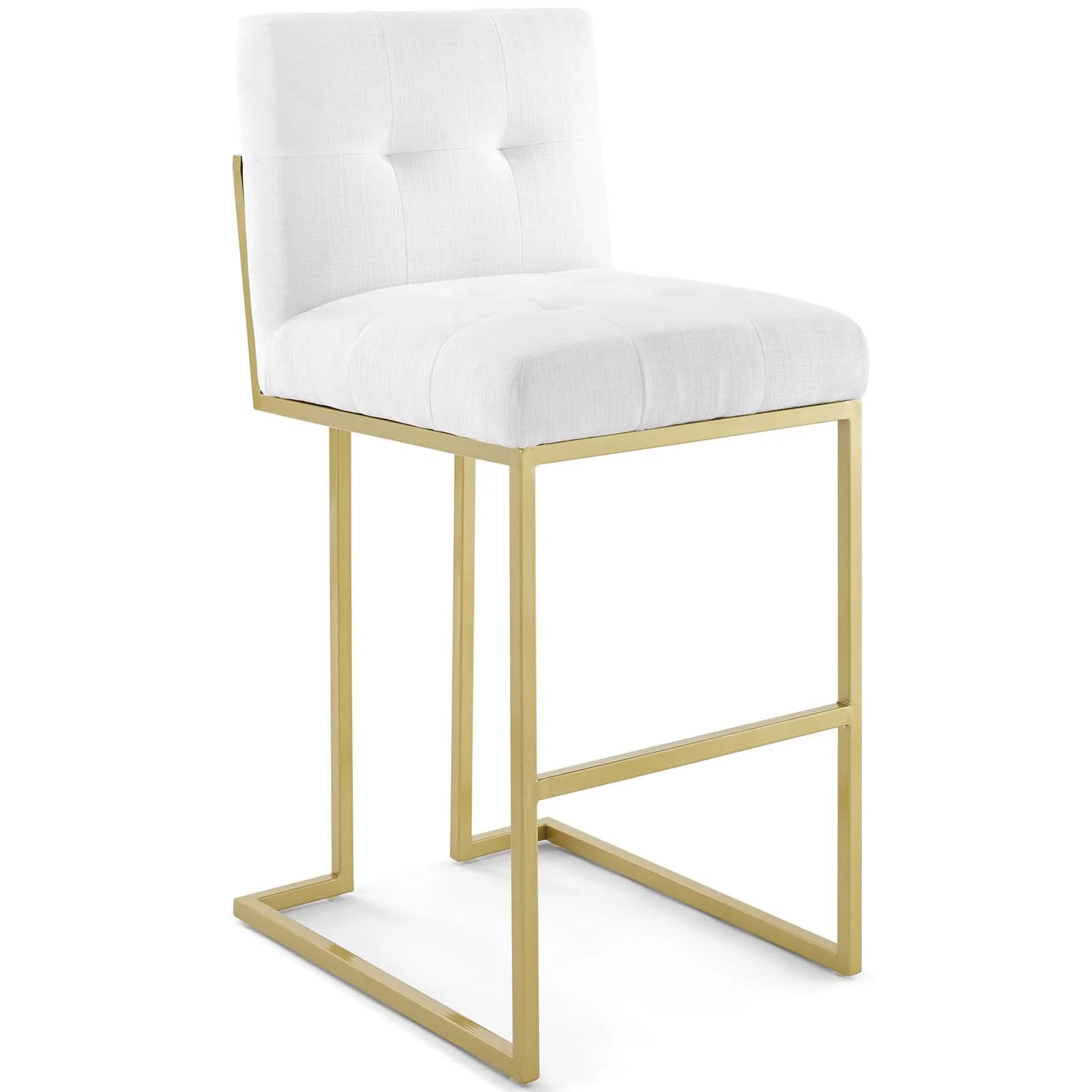 Privy Gold Stainless Steel Upholstered Fabric Bar Stool Set of 2