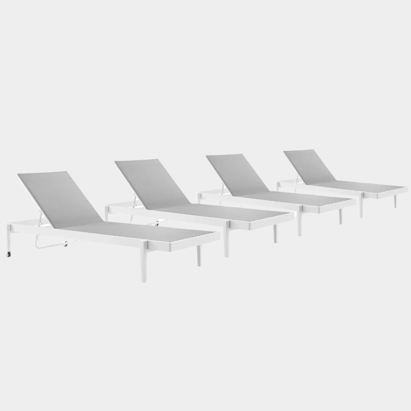 Charleston Outdoor Patio Aluminum Chaise Lounge Chair Set of 4