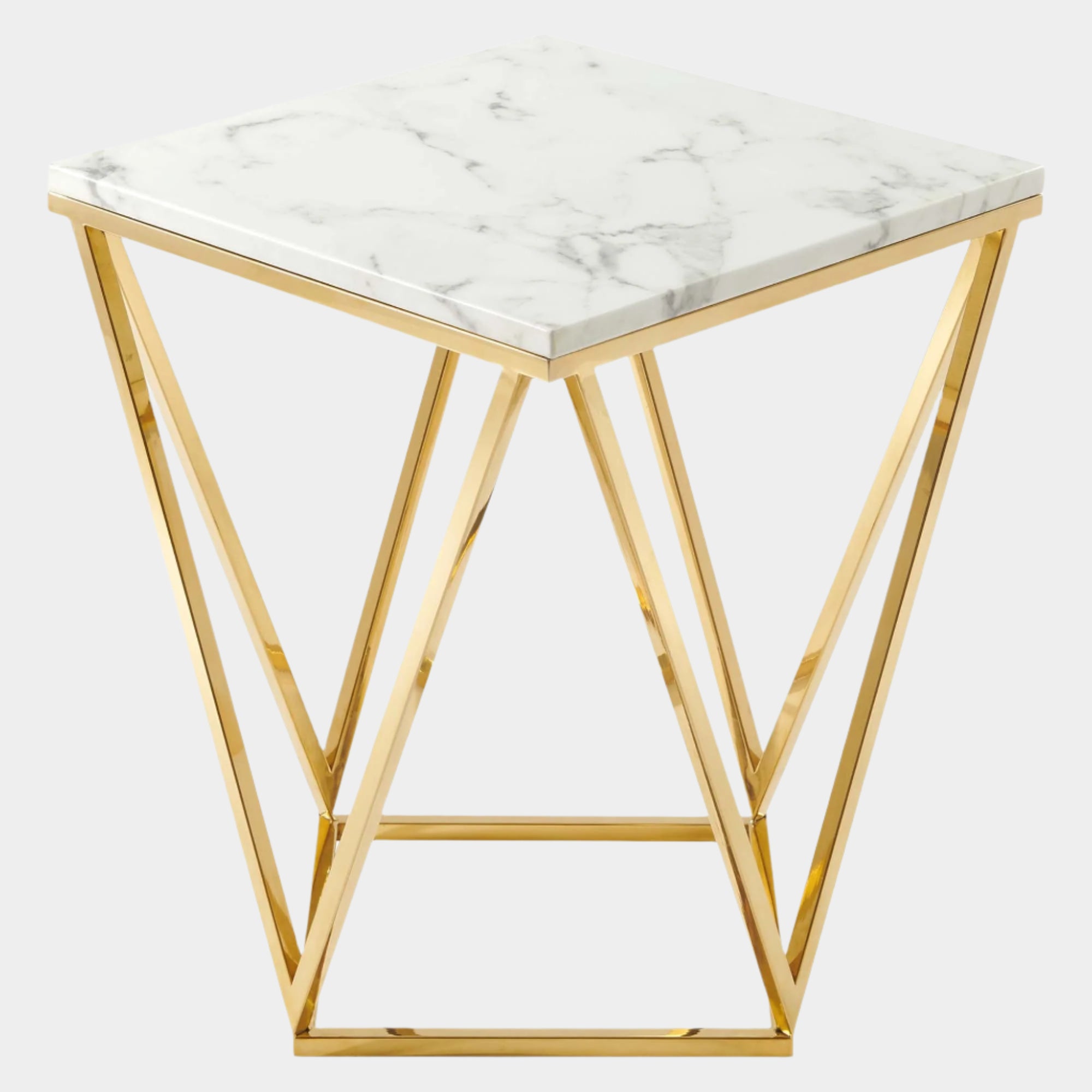 Vertex Gold Metal Stainless Steel End Table in Gold White