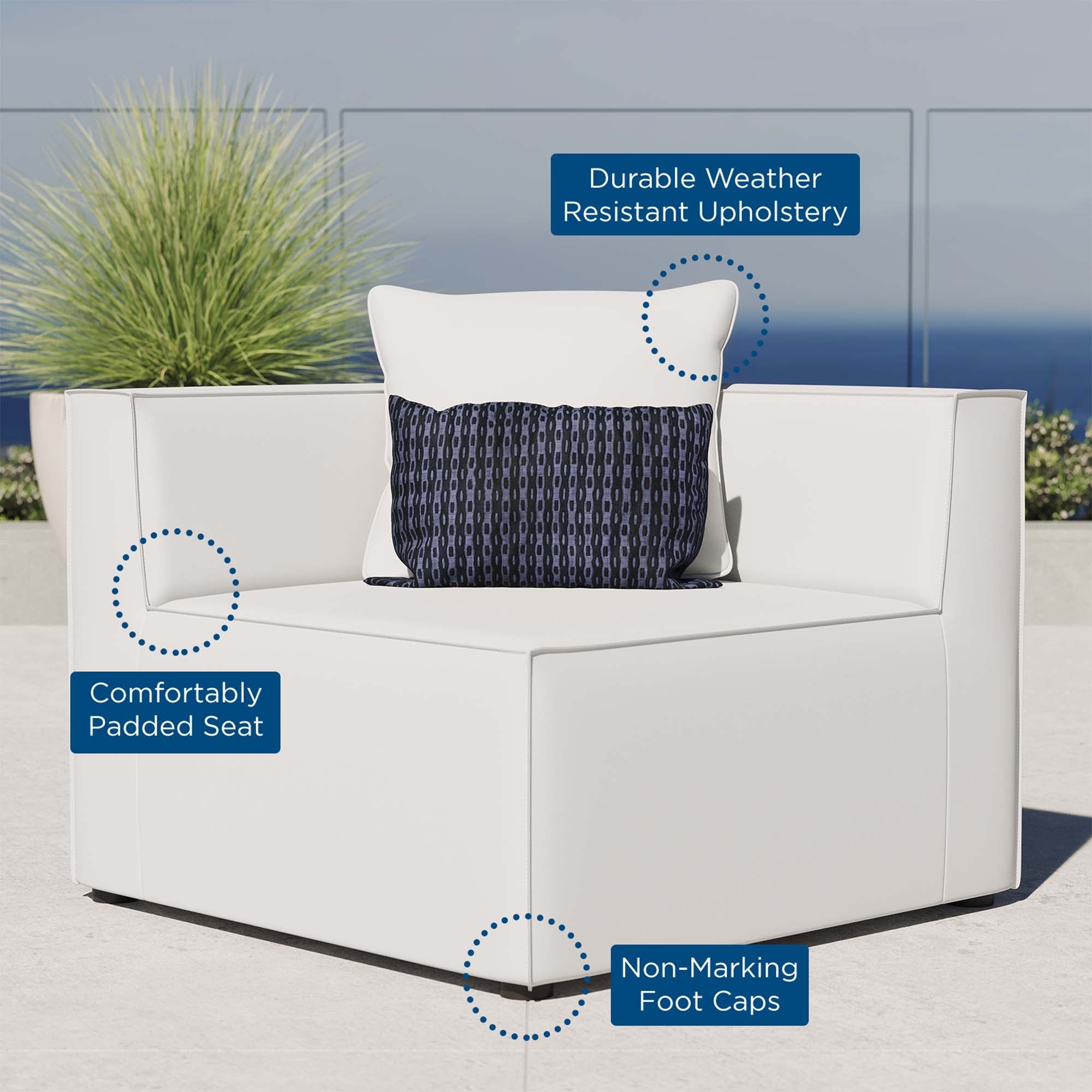 Saybrook Outdoor Patio Upholstered Sectional Sofa Corner Chair