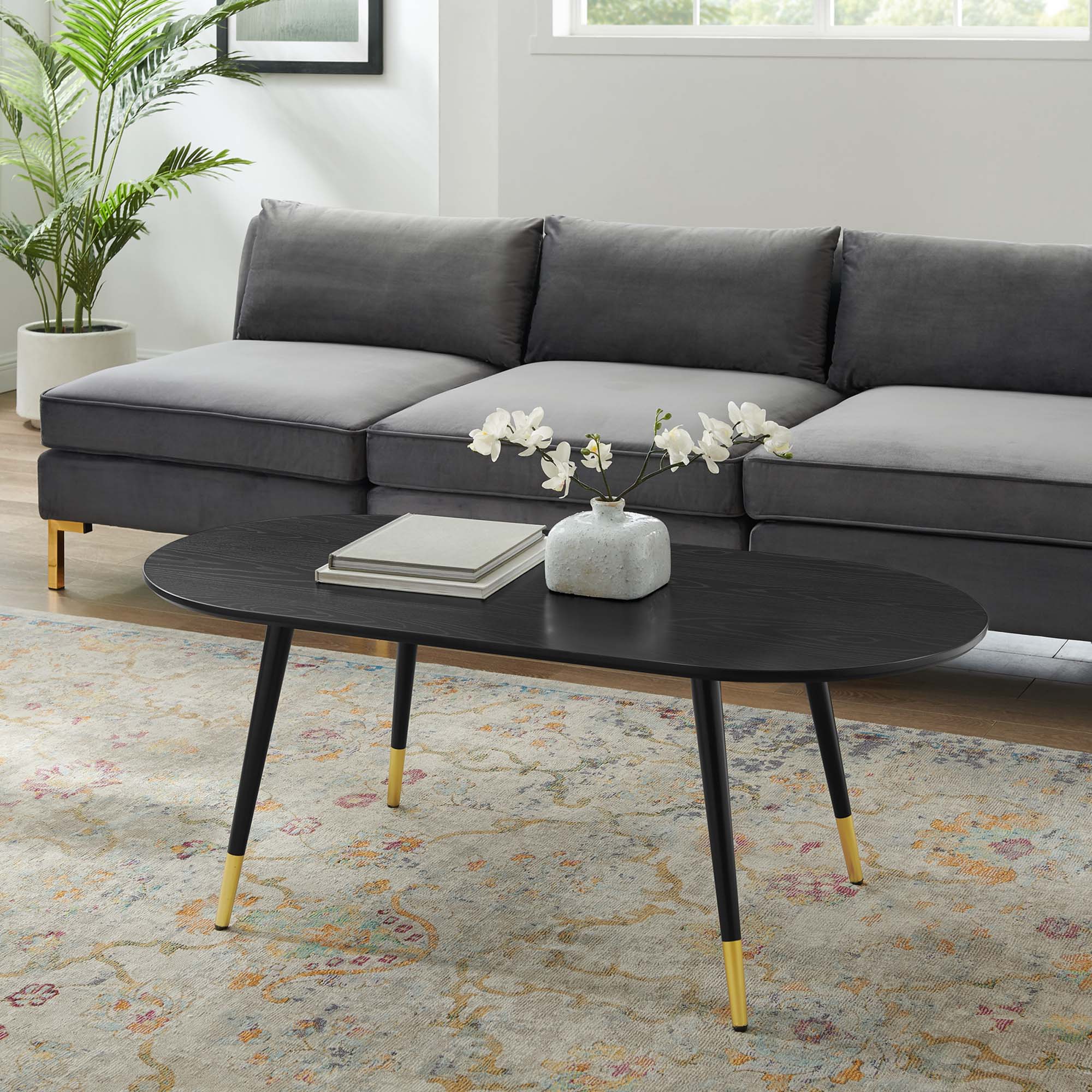 Vigor 47" Oval Coffee Table in Black