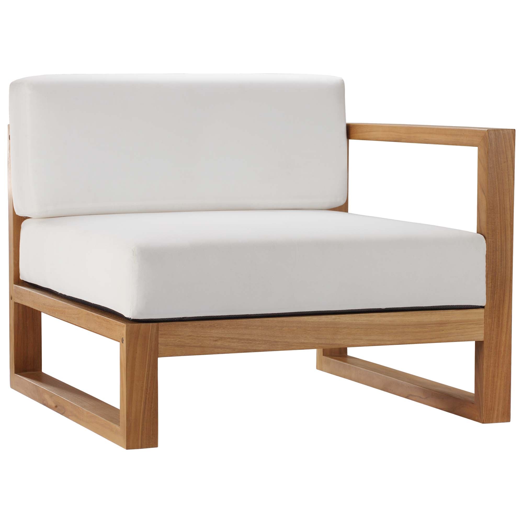 Upland 4-Piece Outdoor Patio Teak Wood Sectional Sofa Set in Natural White