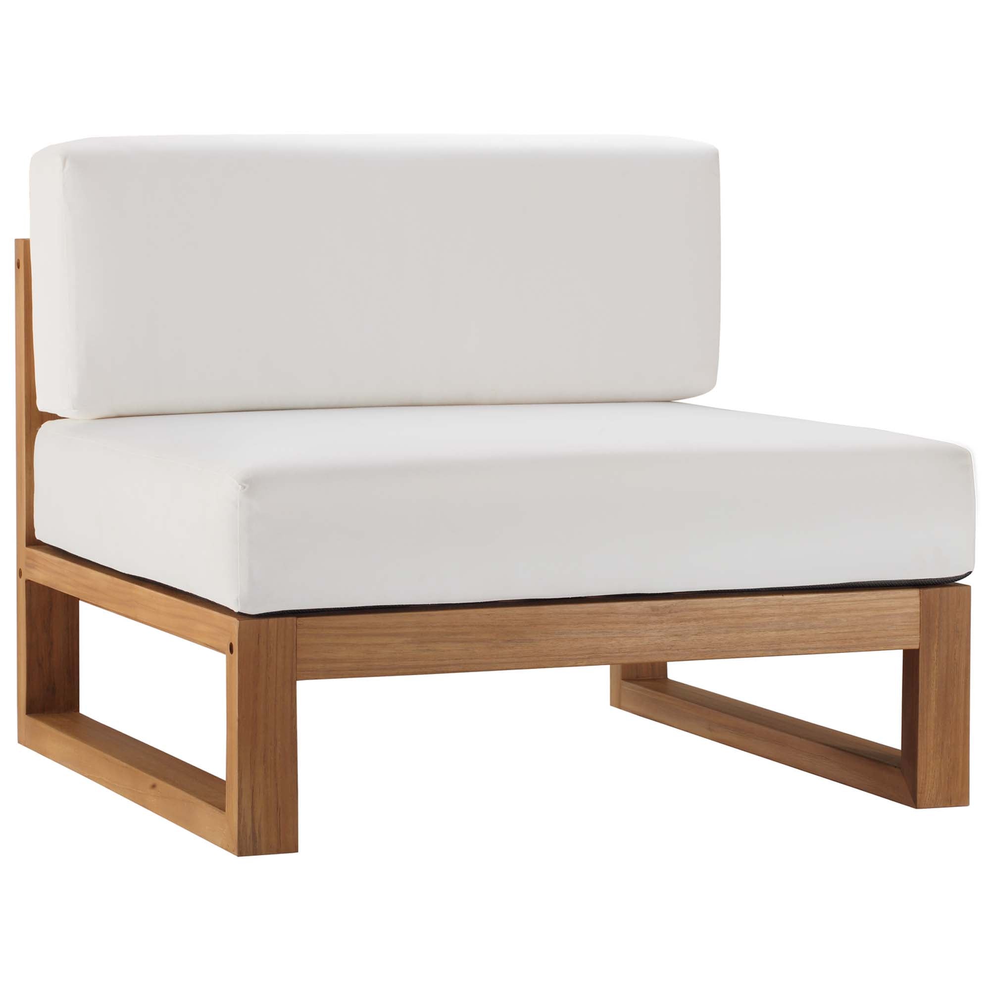 Upland 4-Piece Outdoor Patio Teak Wood Sectional Sofa Set in Natural White