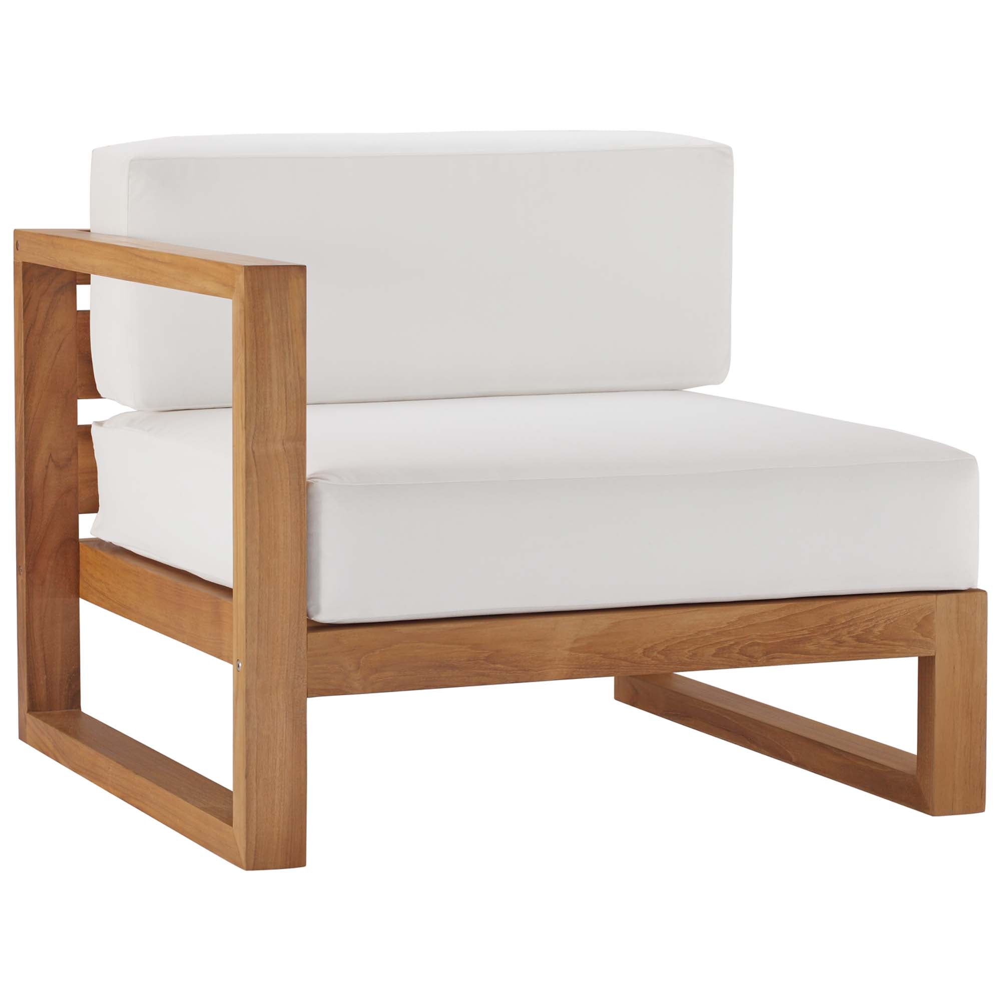 Upland 4-Piece Outdoor Patio Teak Wood Furniture Set in Natural White