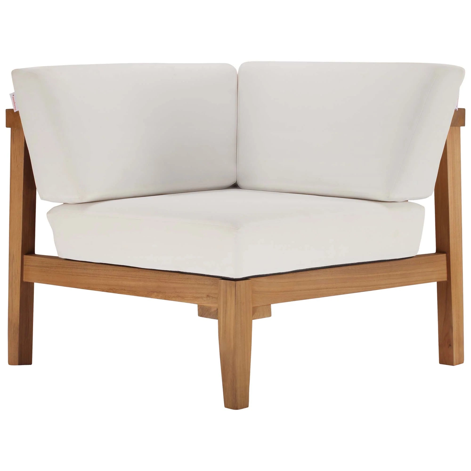 Bayport 3-Piece Outdoor Patio Teak Wood Sectional Sofa Set in Natural White