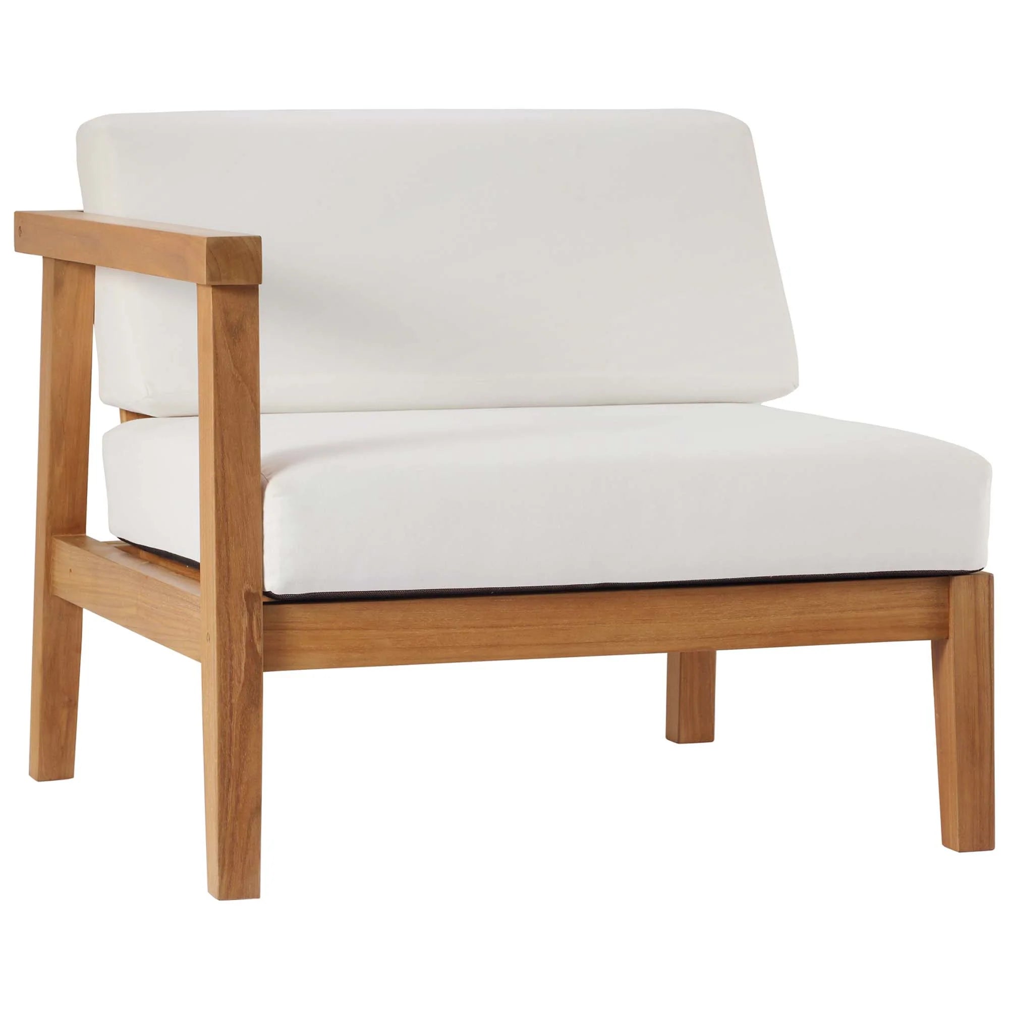 Bayport 3-Piece Outdoor Patio Teak Wood Sectional Sofa Set in Natural White