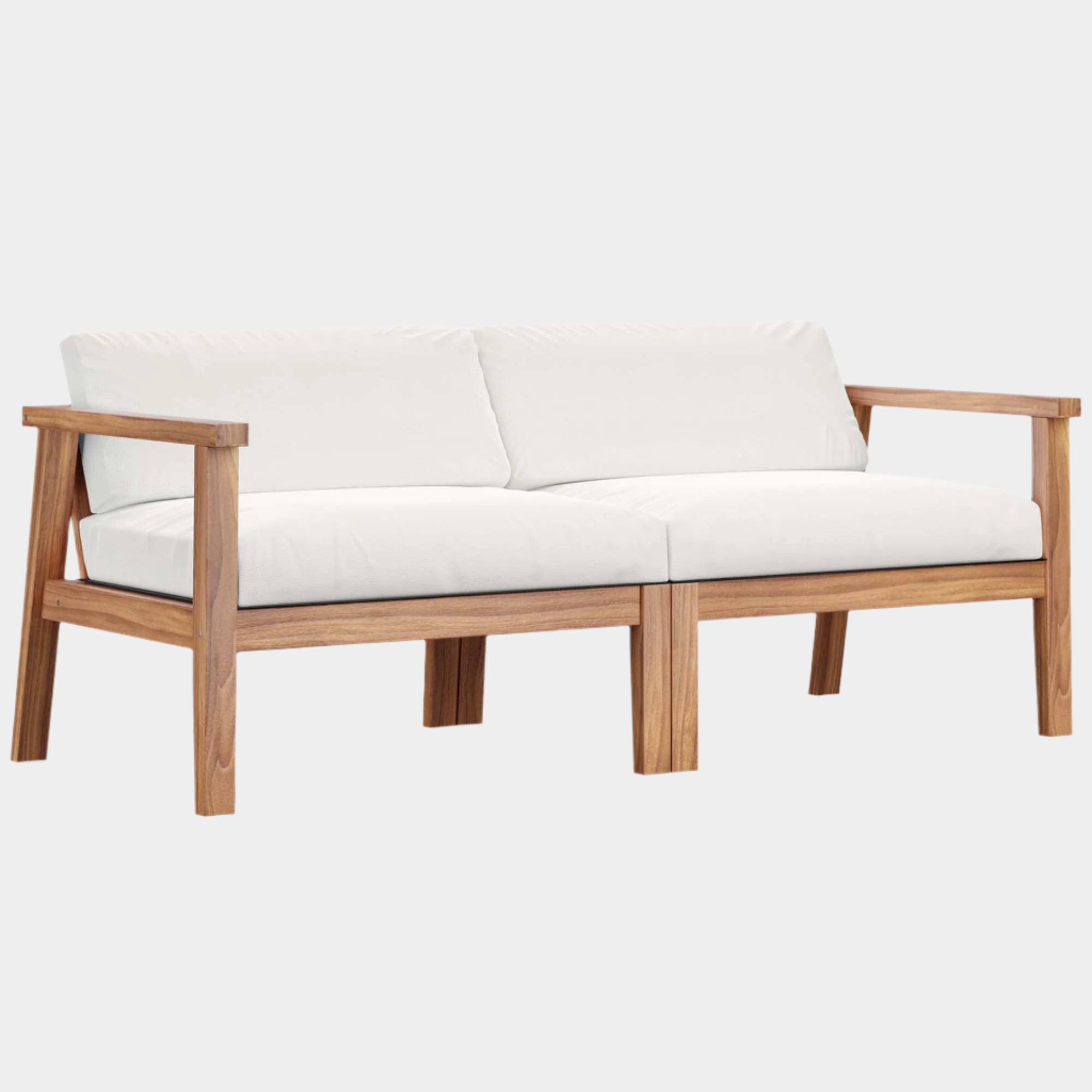 Bayport Outdoor Patio Teak Wood 2-Seater Loveseat in Natural White