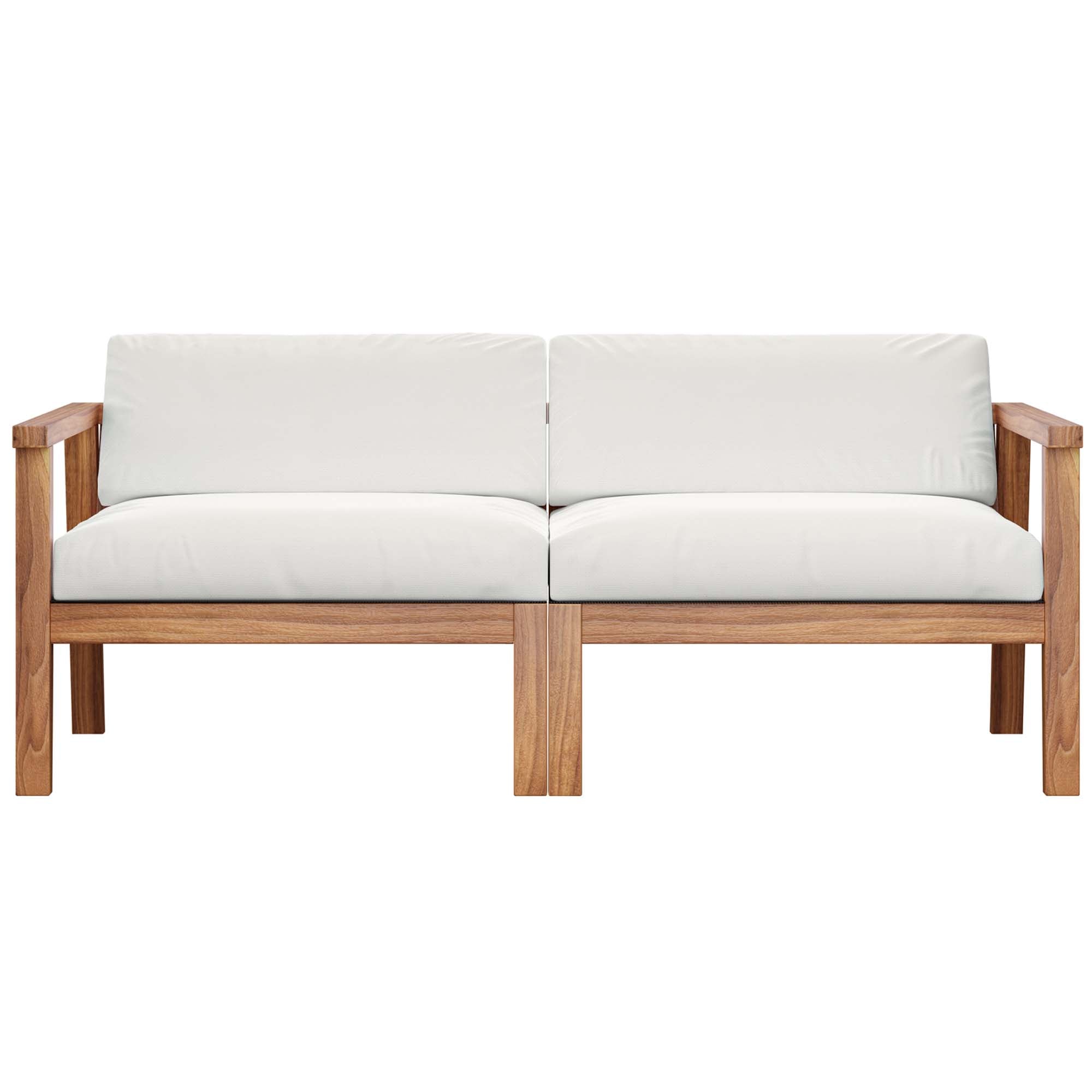 Bayport Outdoor Patio Teak Wood 2-Seater Loveseat in Natural White