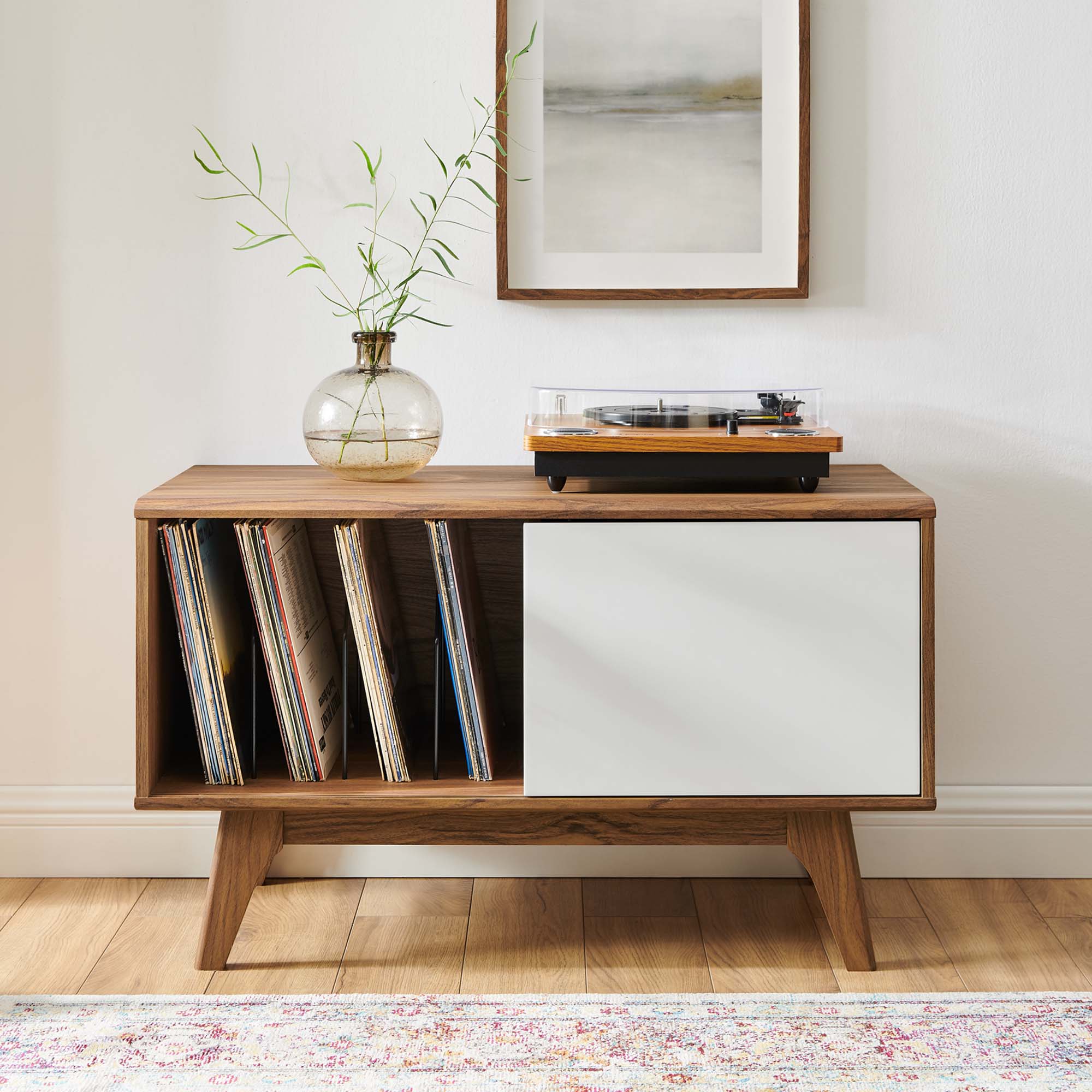 Envision Vinyl Record Display Stand in Walnut White