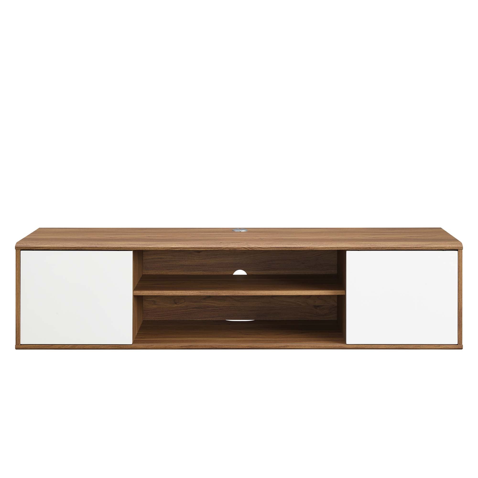 Envision 60" Wall Mount TV Stand in Walnut White