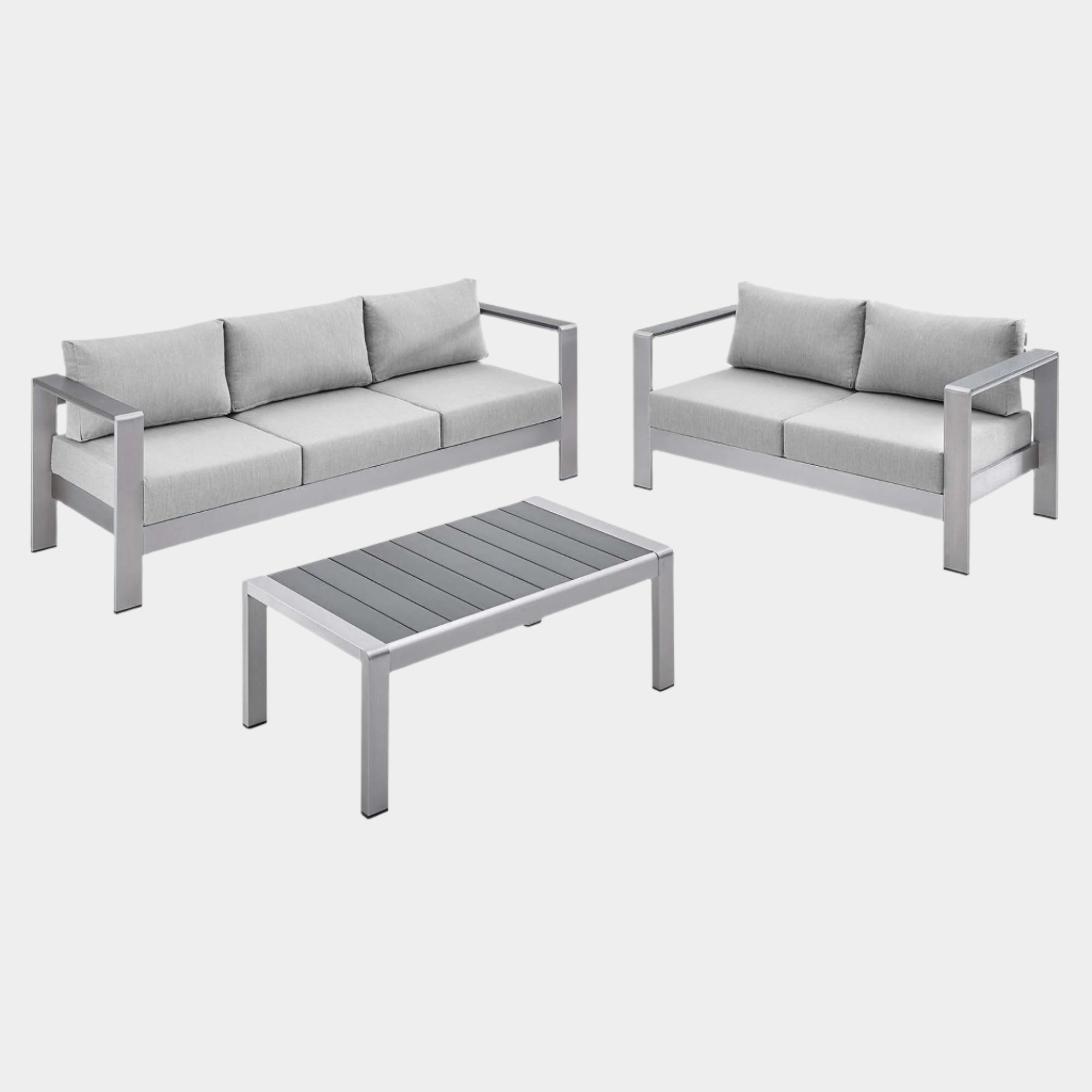 Shore 3 Piece Sunbrella® Fabric Outdoor Patio Aluminum Set