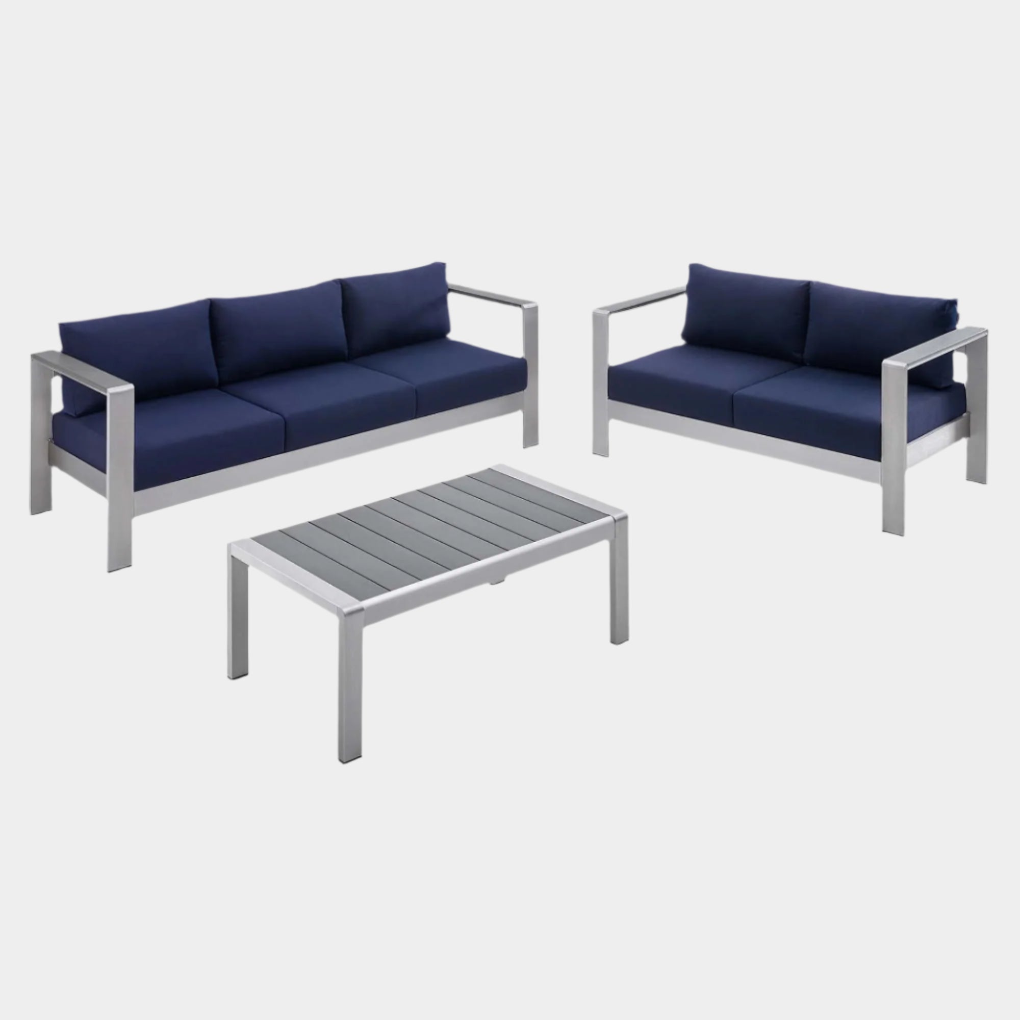 Shore 3 Piece Sunbrella® Fabric Outdoor Patio Aluminum Set