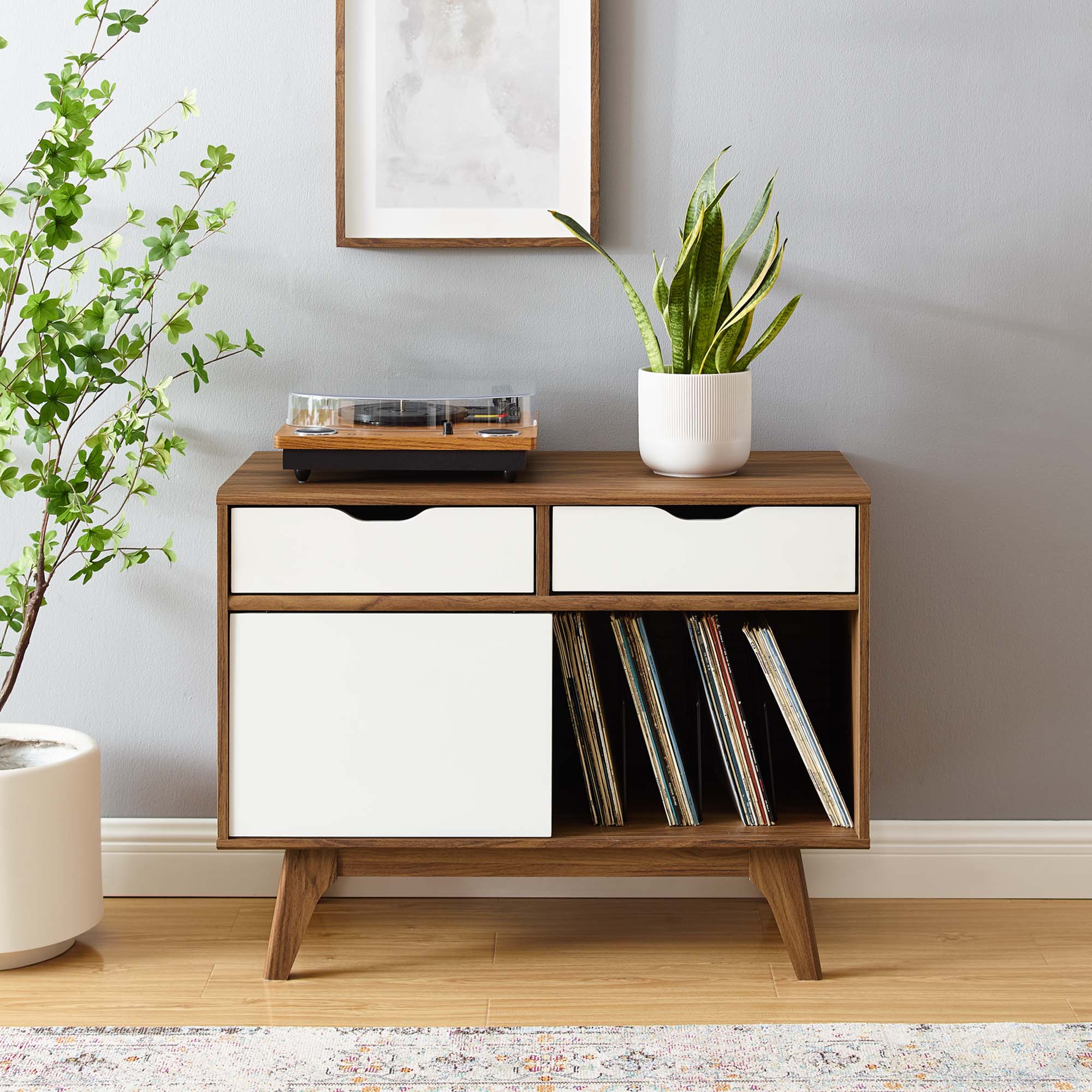 Envision Vinyl Record Display Stand in Walnut White