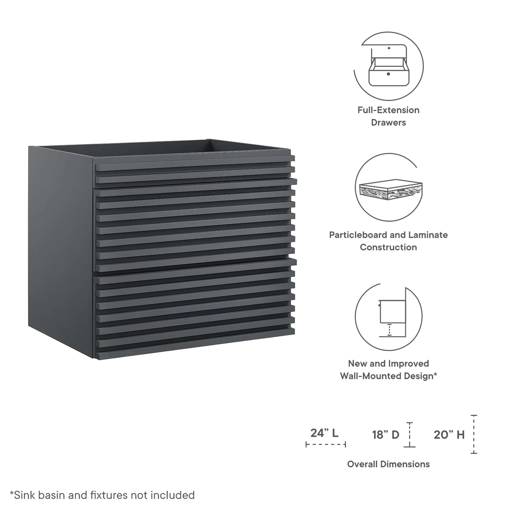 Render Wall-Mount Bathroom Vanity Cabinet Basin Not Included