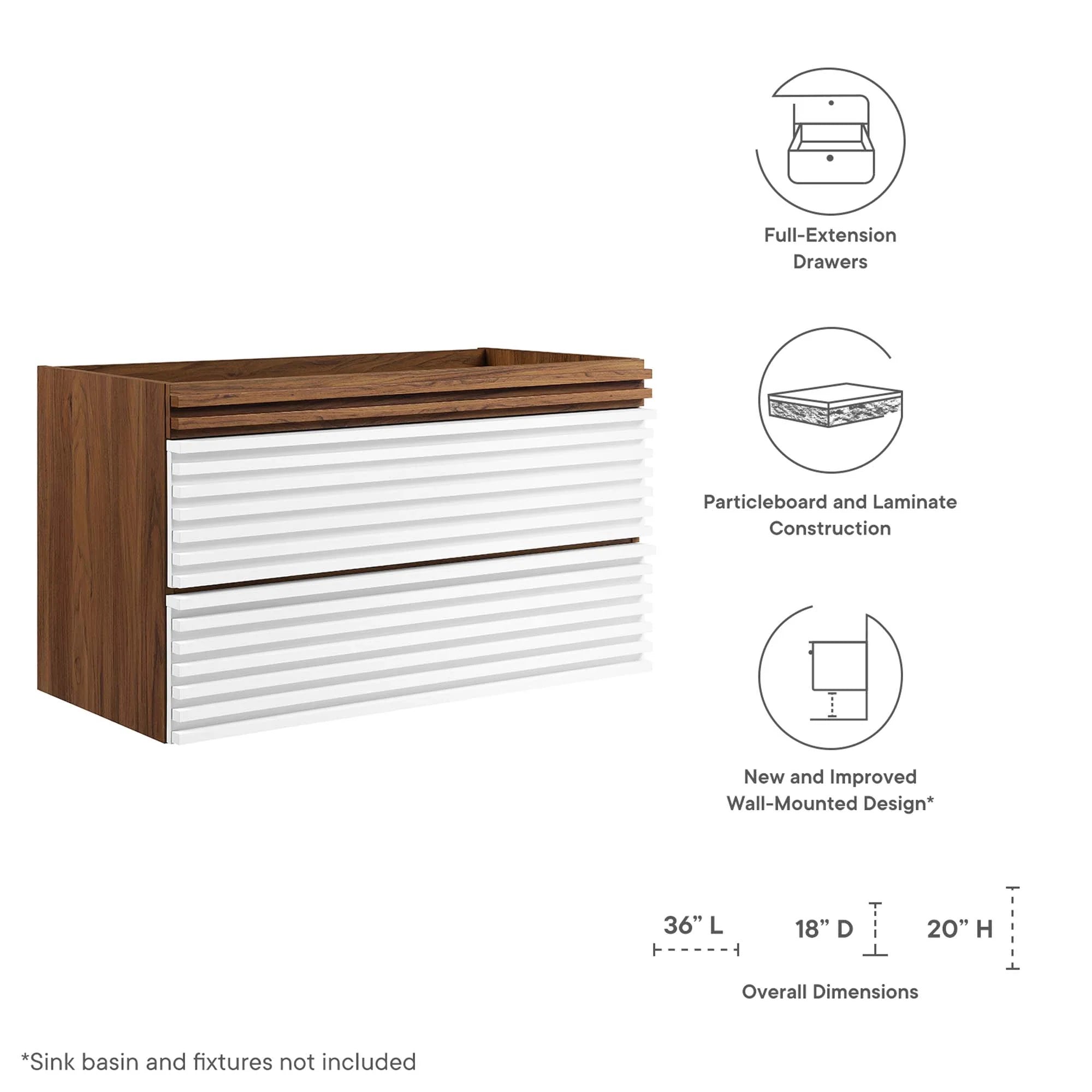 Render Wall-Mount Bathroom Vanity Cabinet Basin Not Included