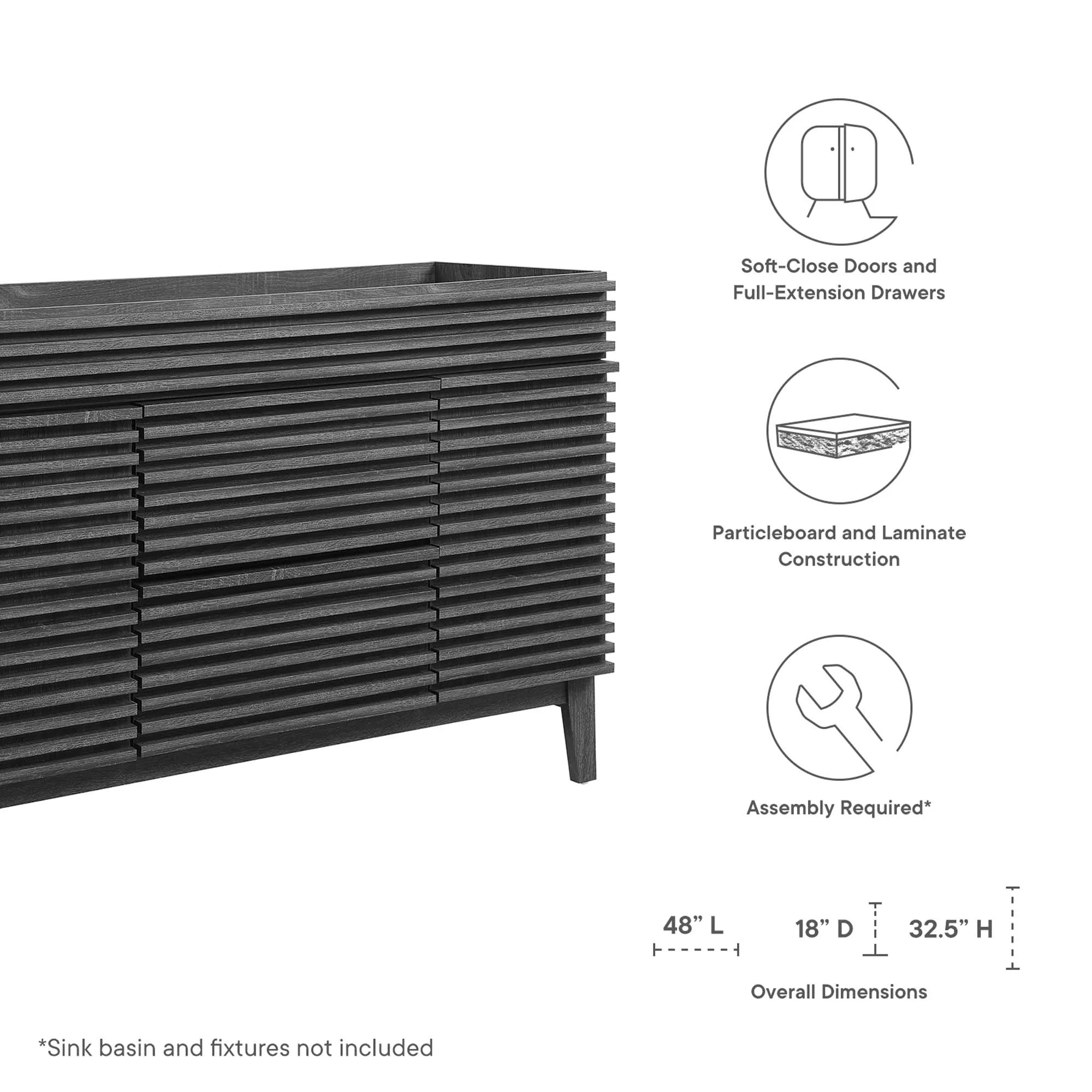 Meuble de salle de bain Render compatible avec lavabo non inclus