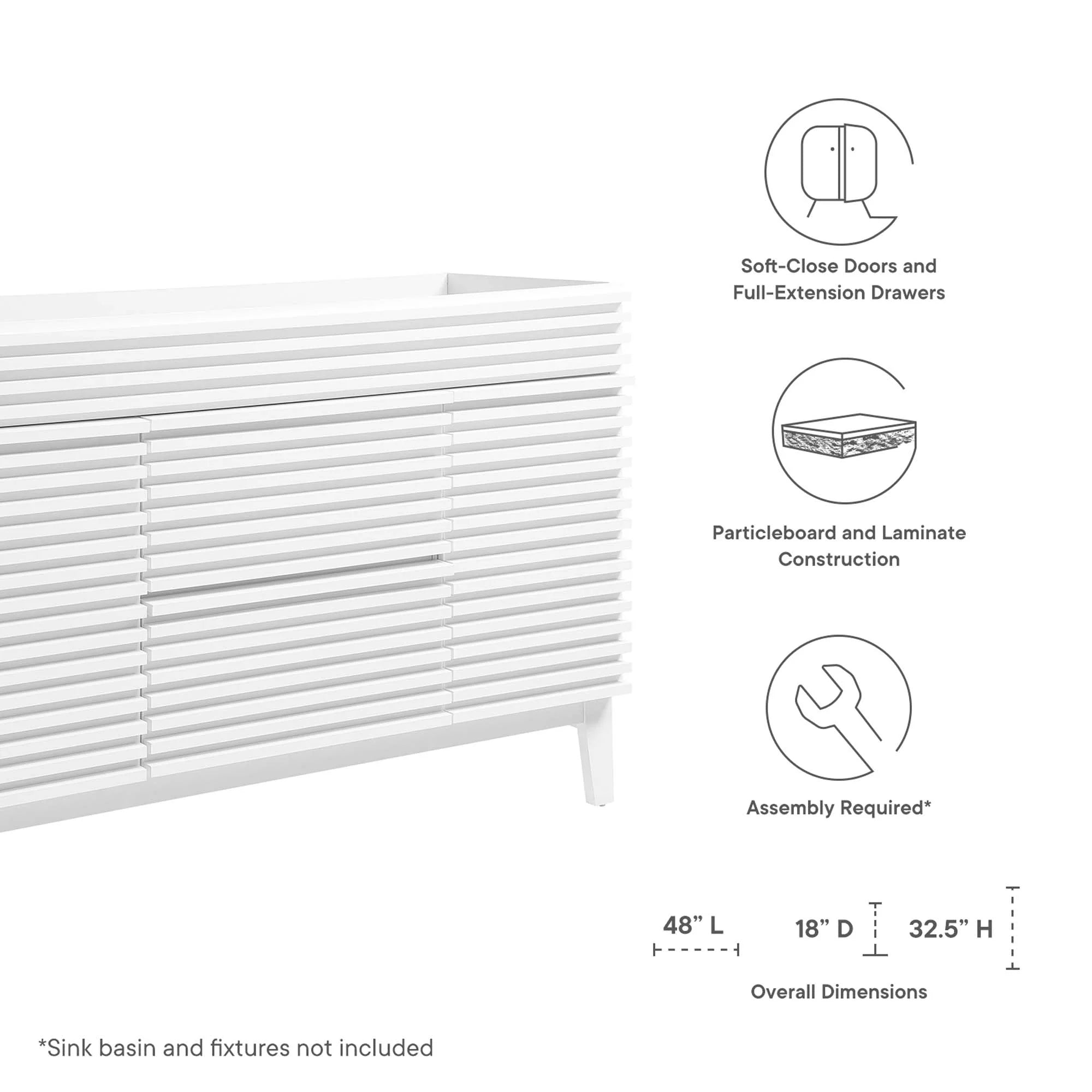 Meuble de salle de bain Render compatible avec lavabo non inclus