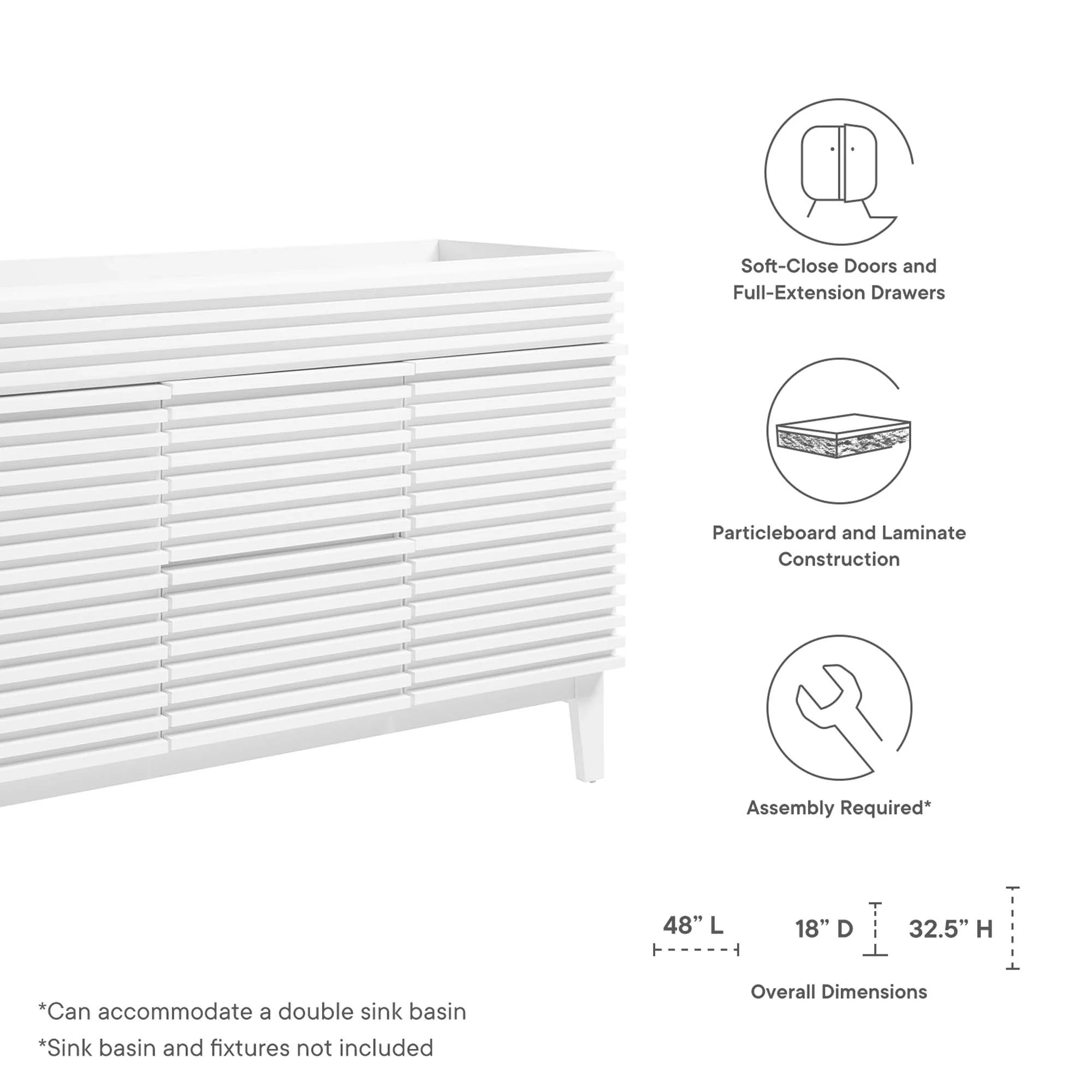 Meuble de salle de bain Render compatible avec lavabo non inclus