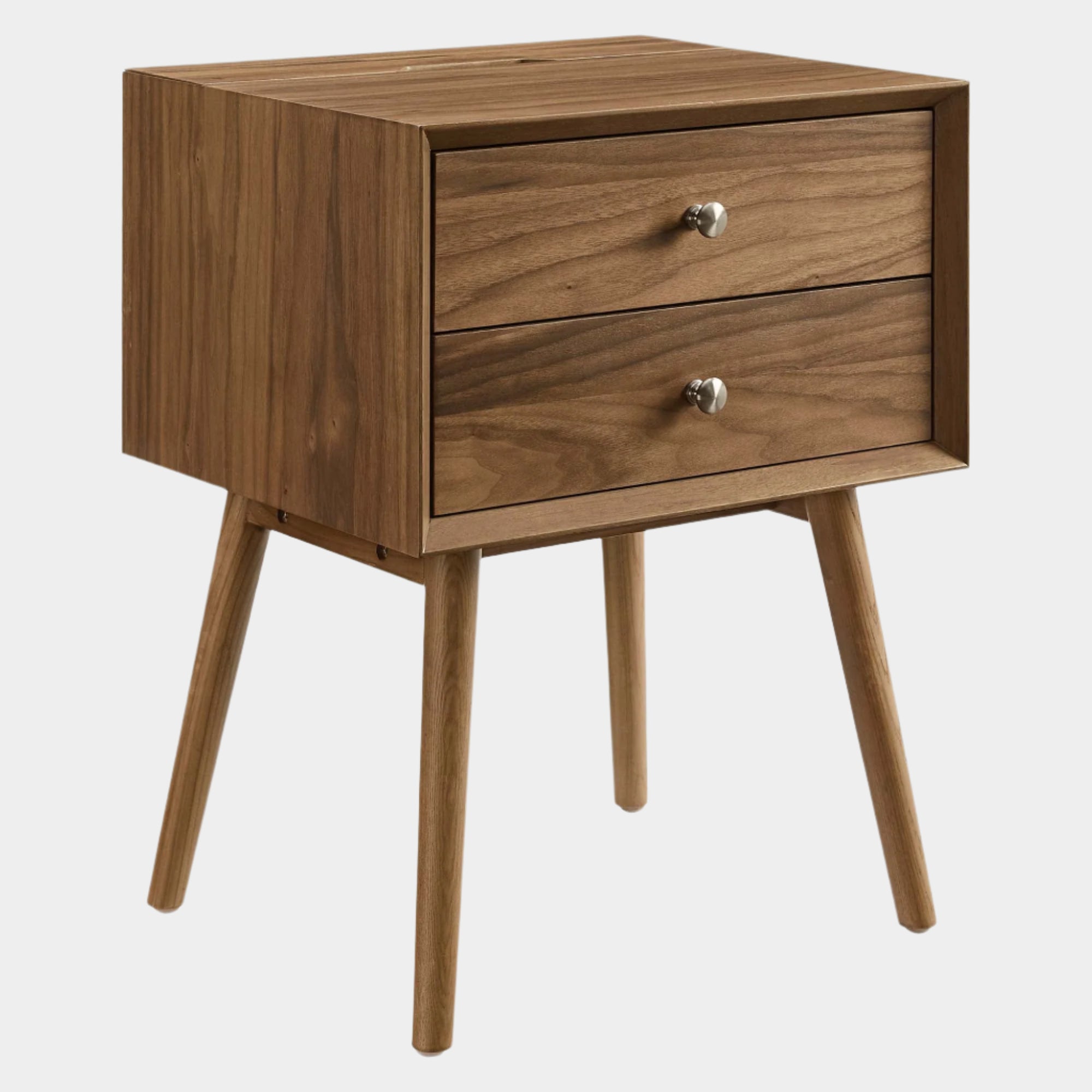 Ember Wood Nightstand With USB Ports in Walnut Walnut