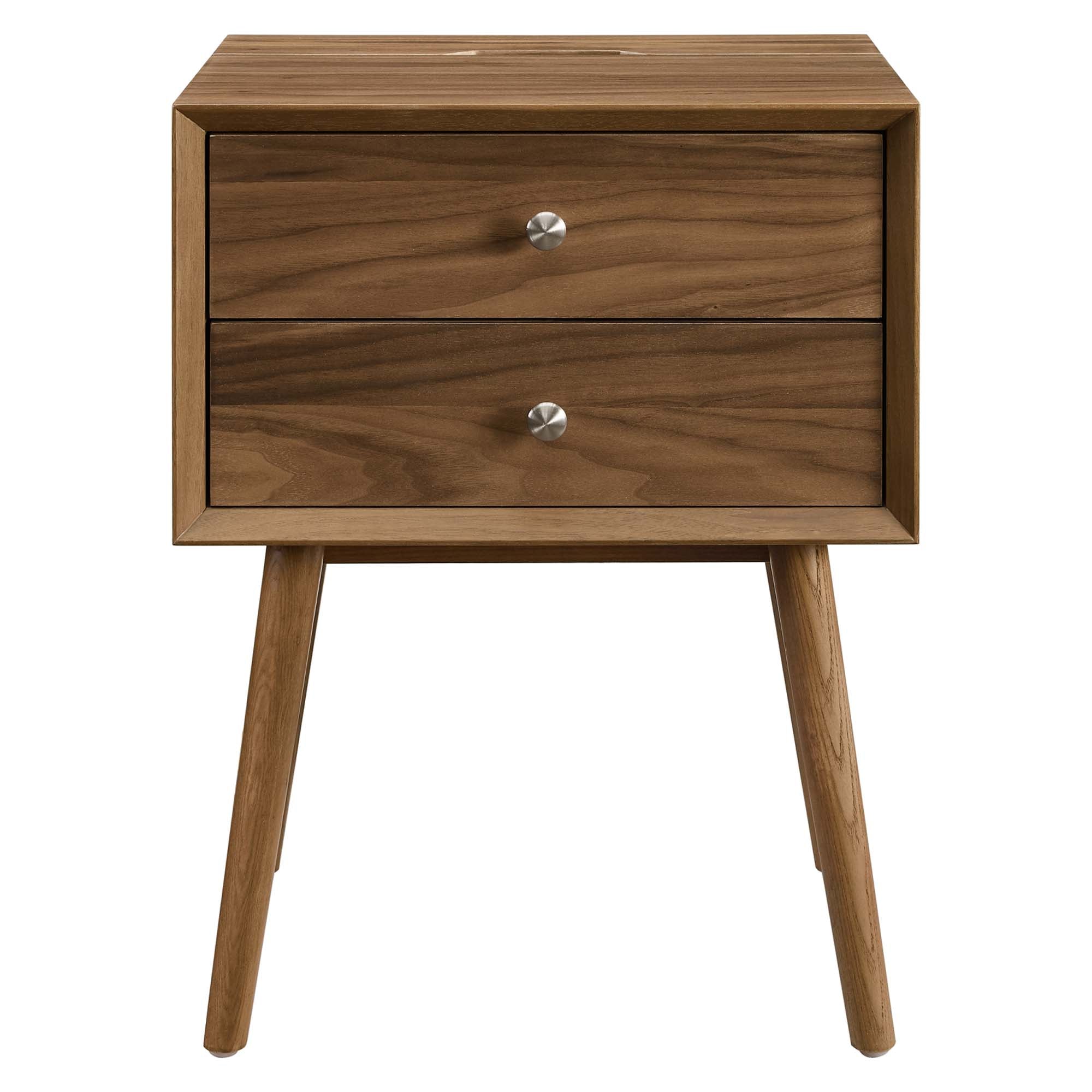 Ember Wood Nightstand With USB Ports in Walnut Walnut