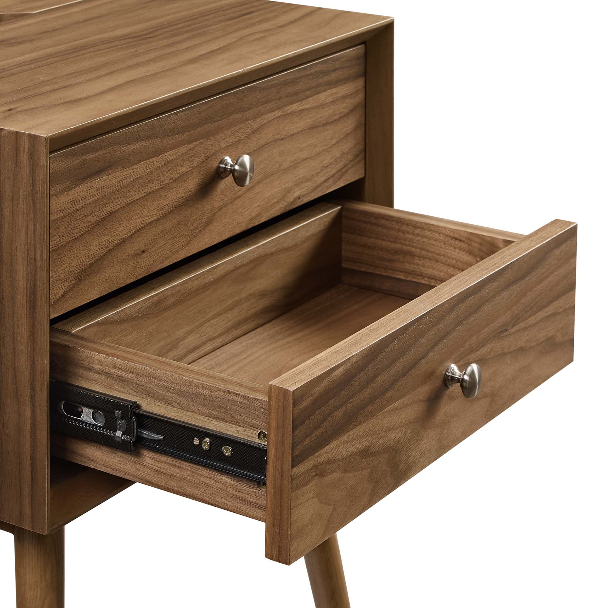 Ember Wood Nightstand With USB Ports in Walnut Walnut