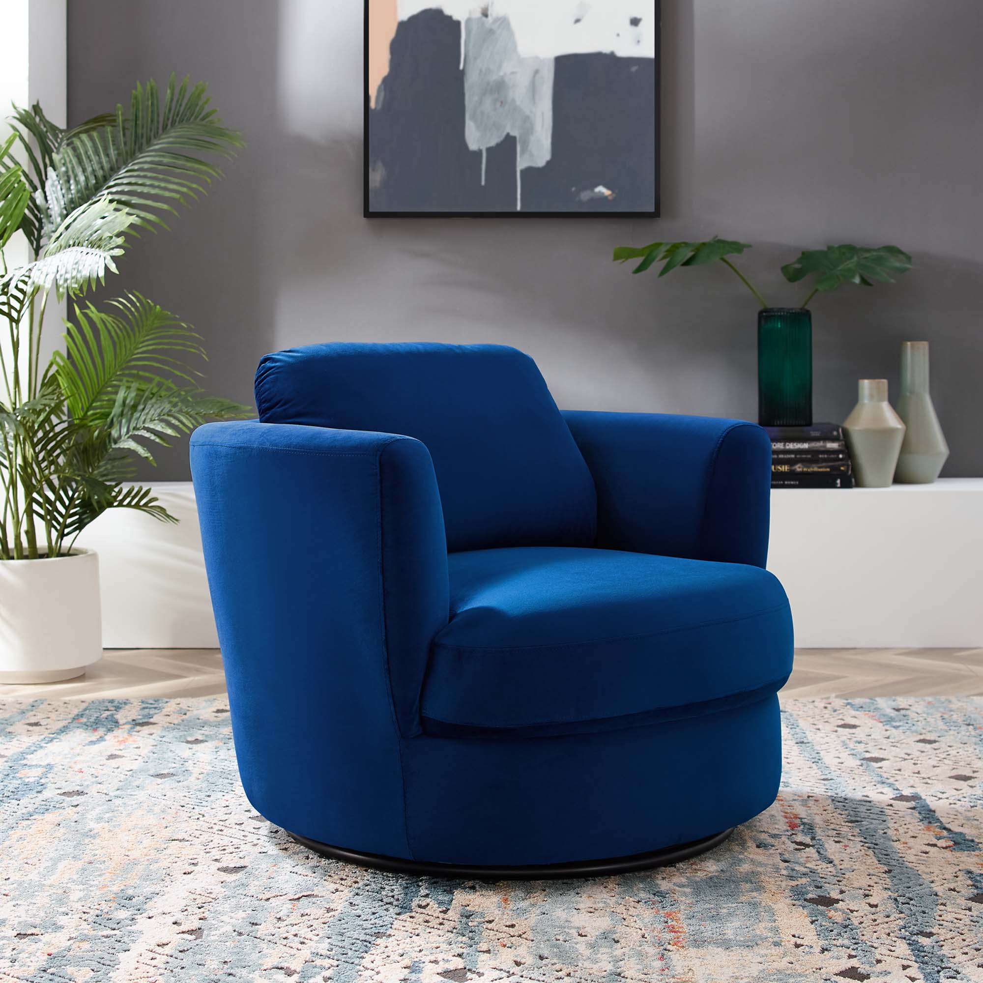 Pirouette Performance Velvet Swivel Armchair