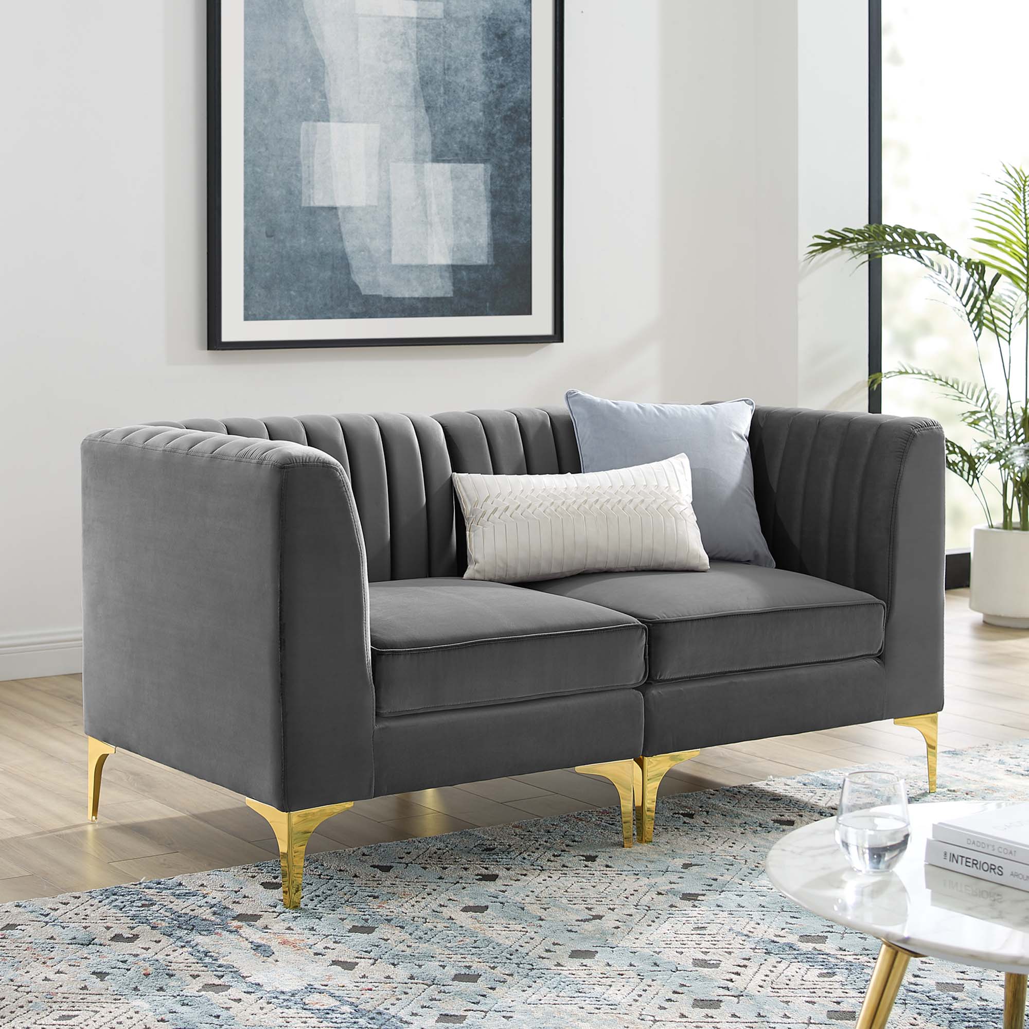 Triumph Channel Tufted Performance Velvet Loveseat