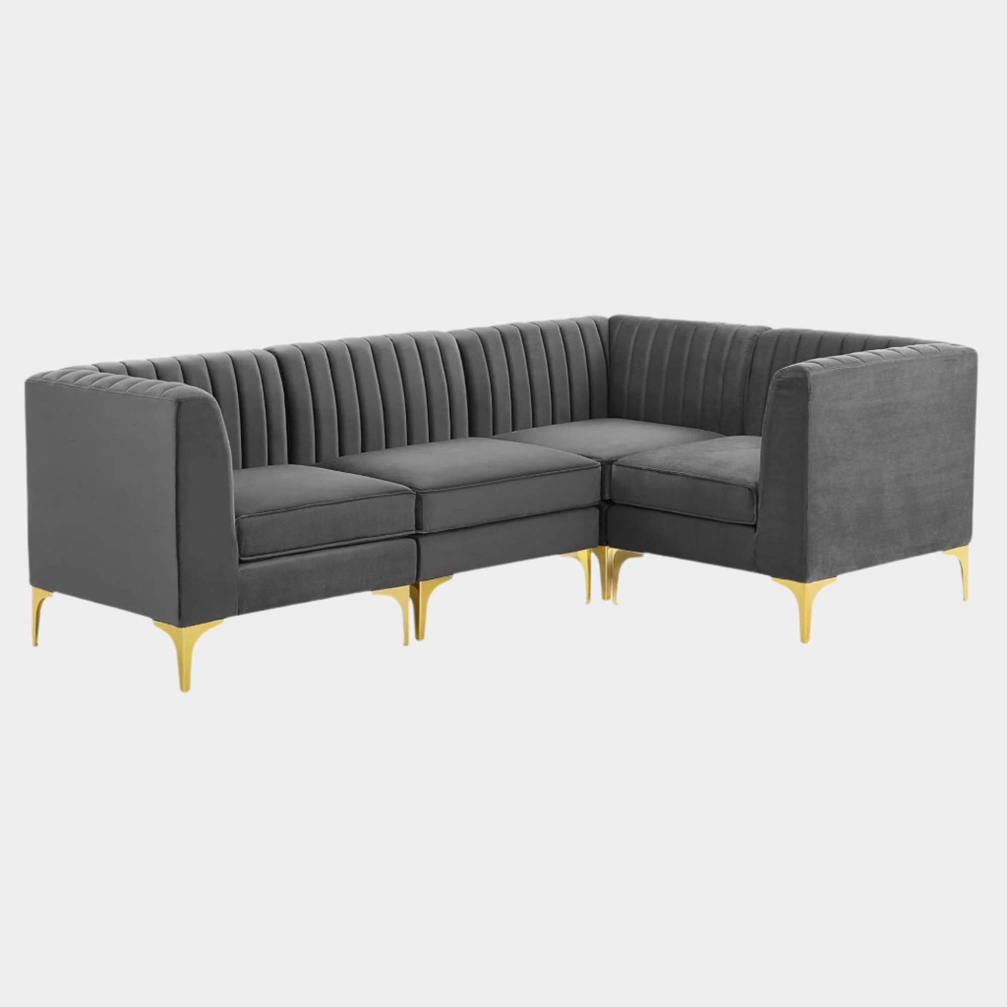 Triumph Channel Tufted Performance Velvet 4-Piece Sectional Sofa