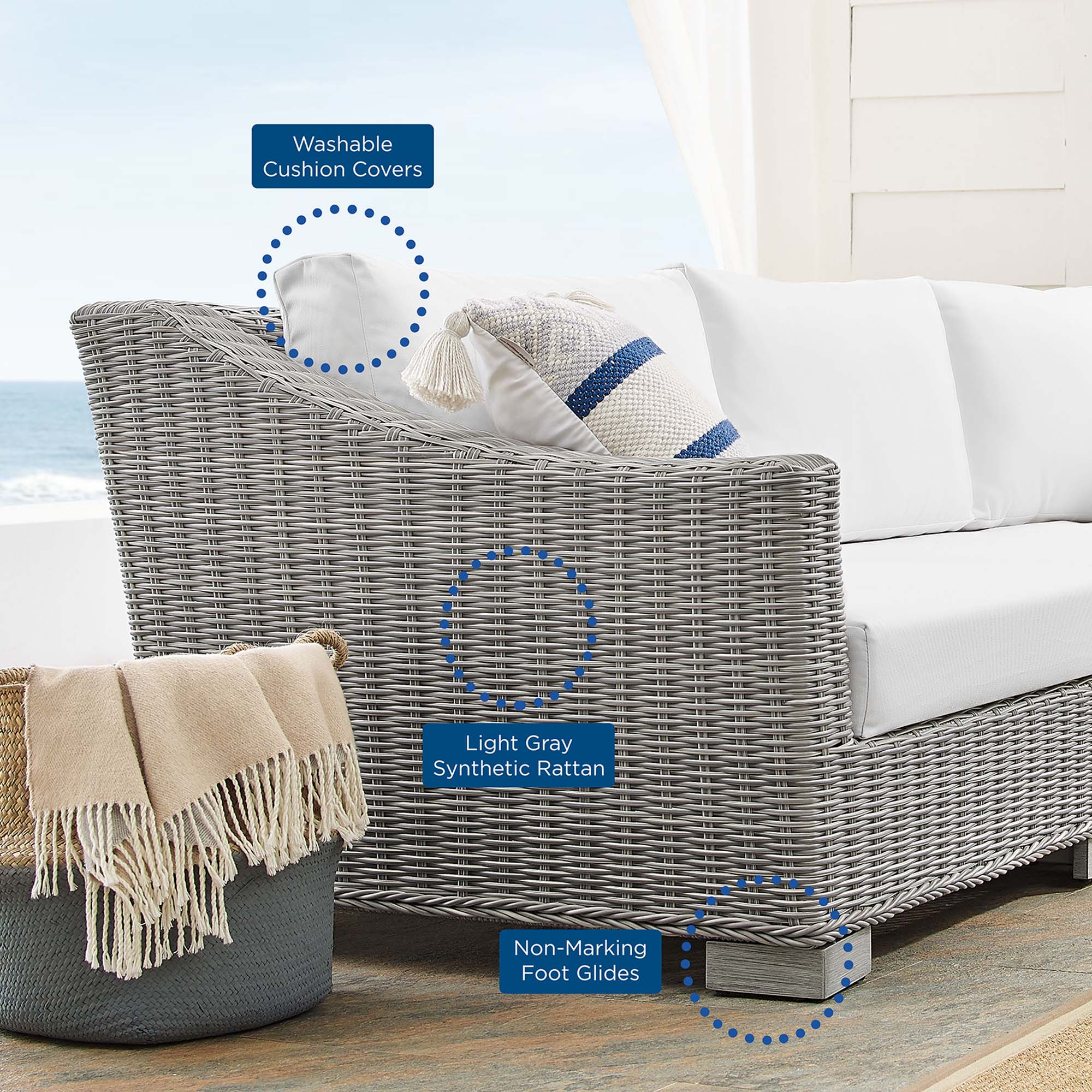 Conway 4-Piece Sunbrella® Outdoor Patio Wicker Rattan Furniture Set