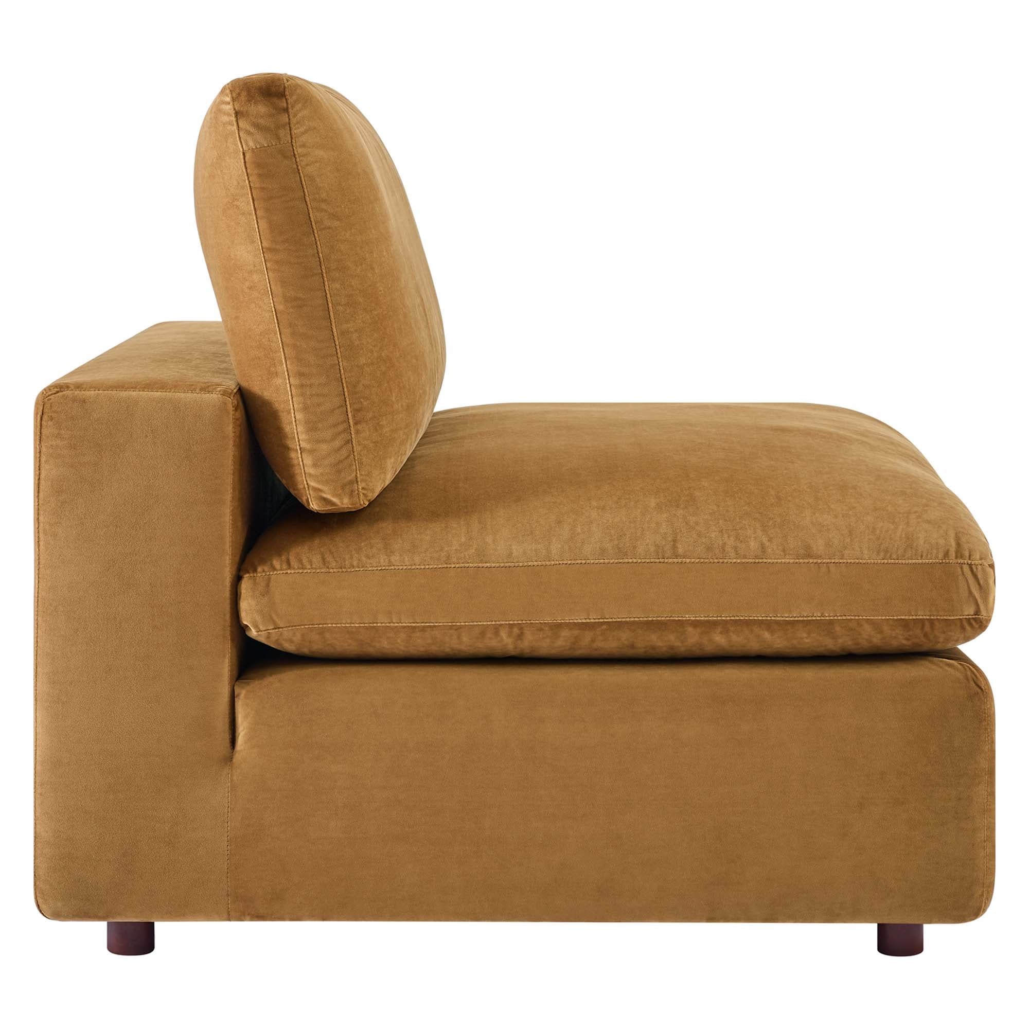 Commix Down Filled Overstuffed Performance Velvet Armless Chair