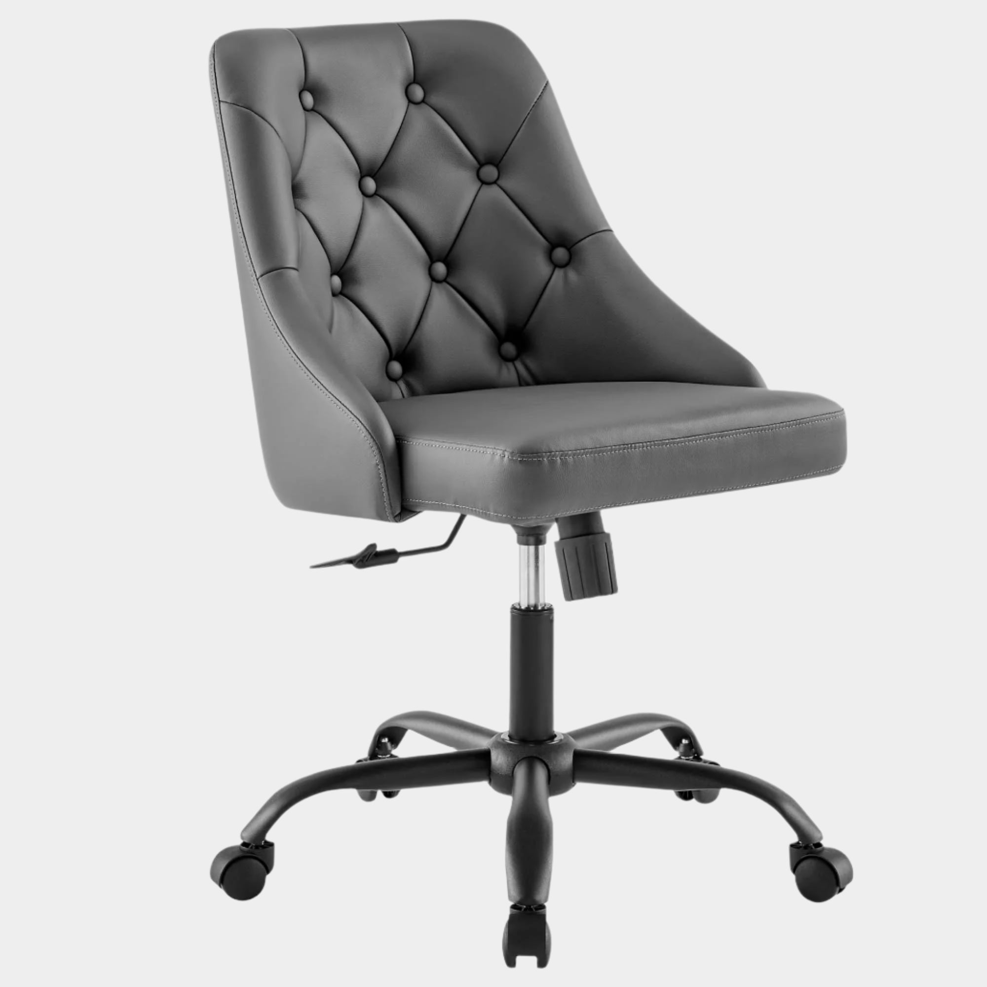 Distinct Tufted Swivel Vegan Leather Office Chair