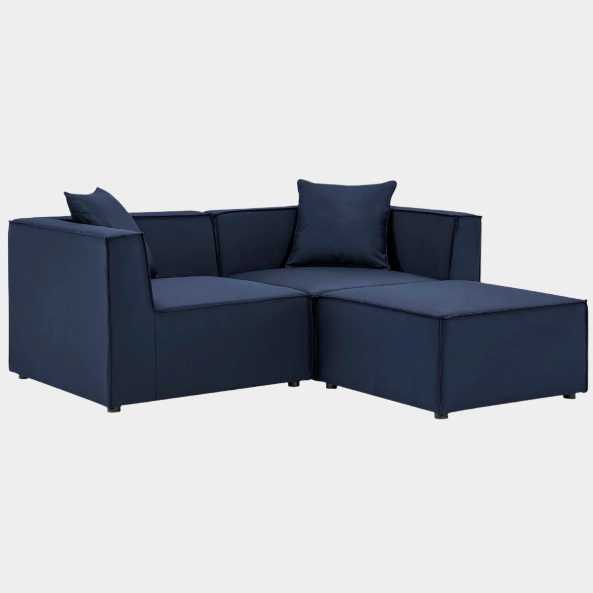 Saybrook Outdoor Patio Upholstered Loveseat and Ottoman Set