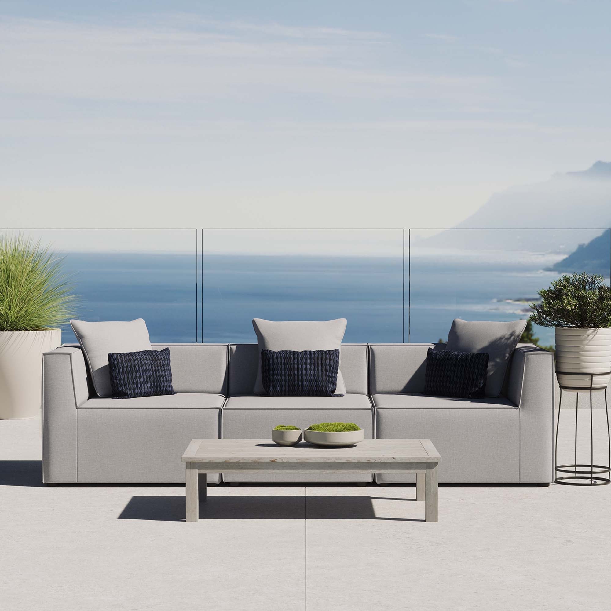 Saybrook 3-Piece Outdoor Patio Upholstered Sectional Sofa