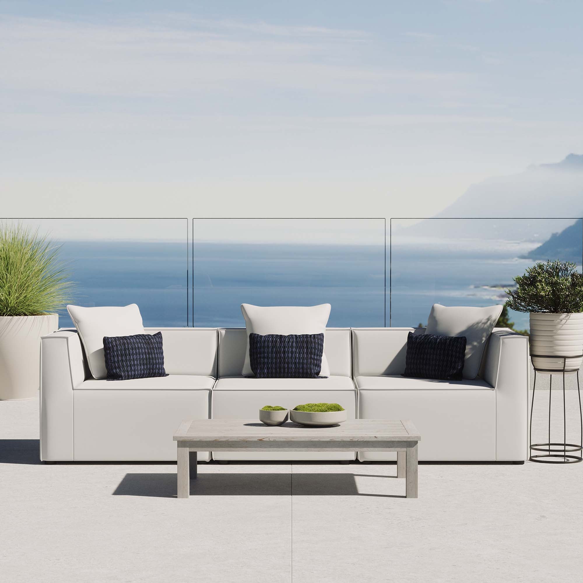 Saybrook 3-Piece Outdoor Patio Upholstered Sectional Sofa