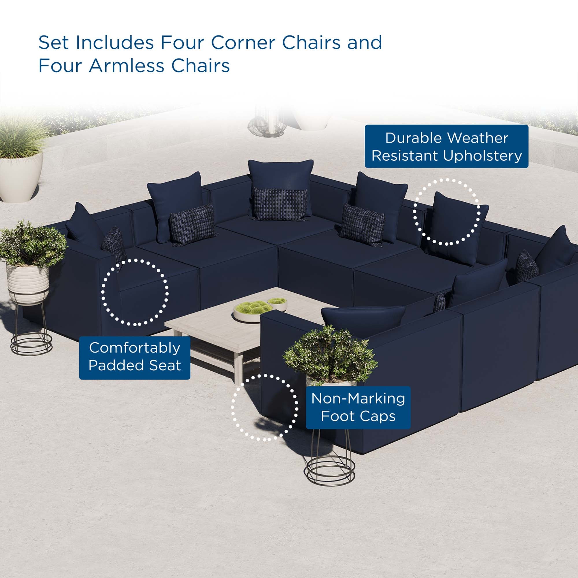 Saybrook 8-Piece Outdoor Patio Upholstered Sectional Sofa