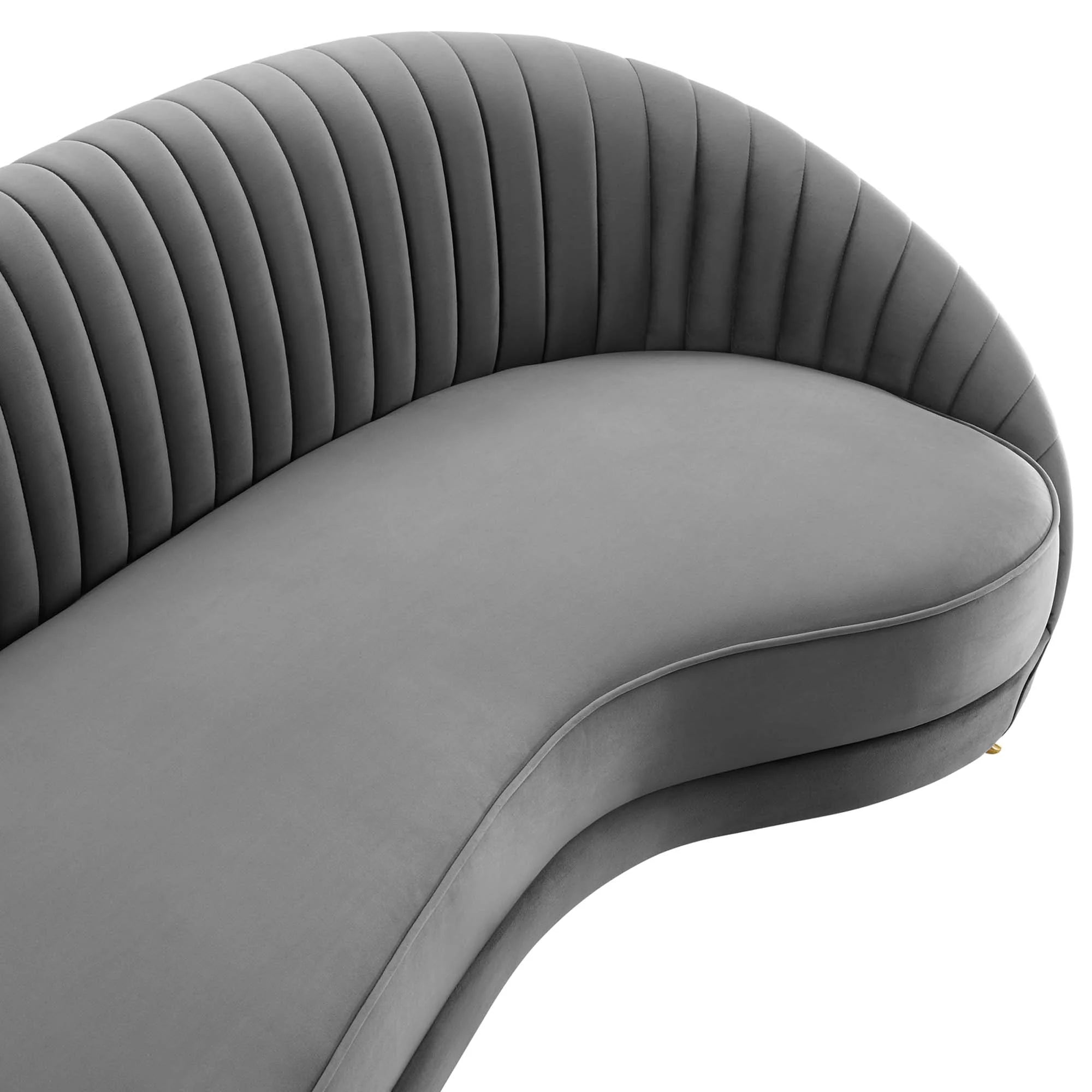 Camber Channel Tufted Performance Velvet Sofa in Gray