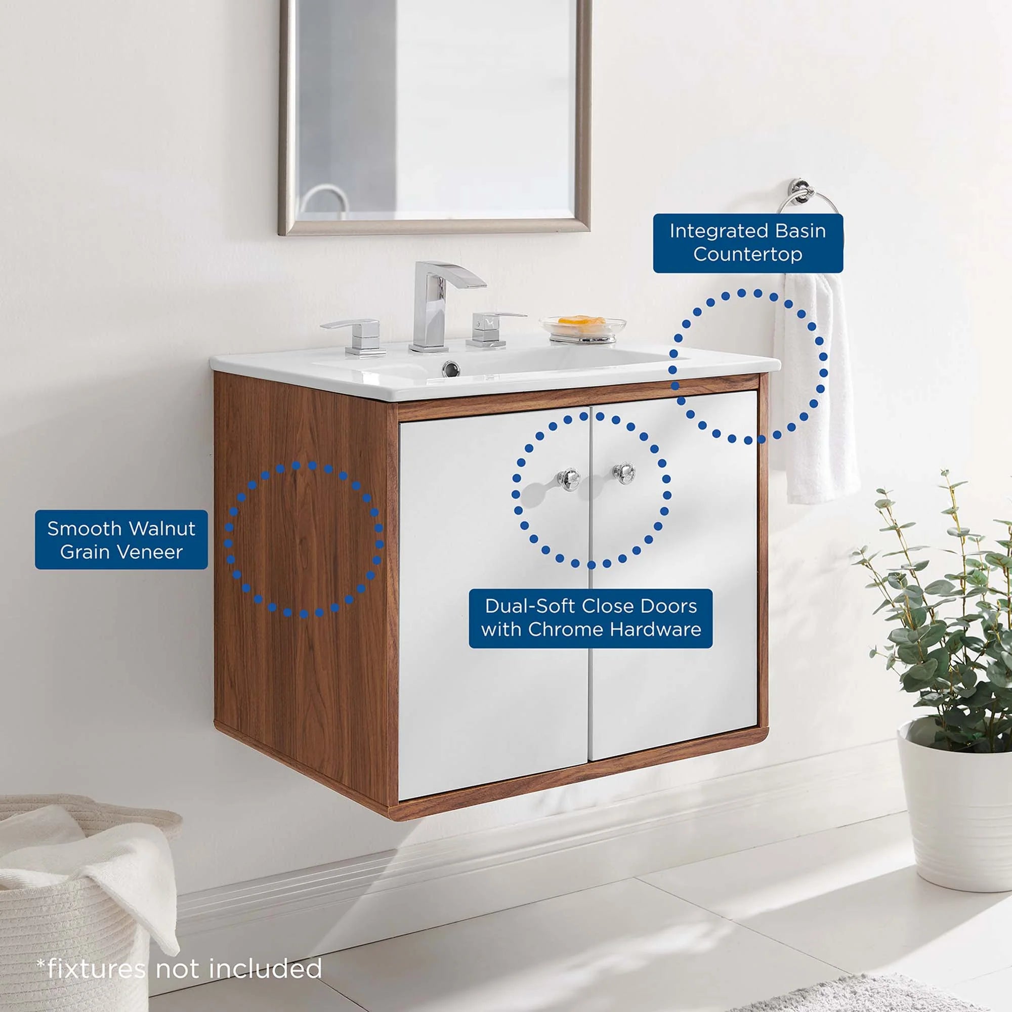 Transmit Wall-Mount Bathroom Vanity Basin Included