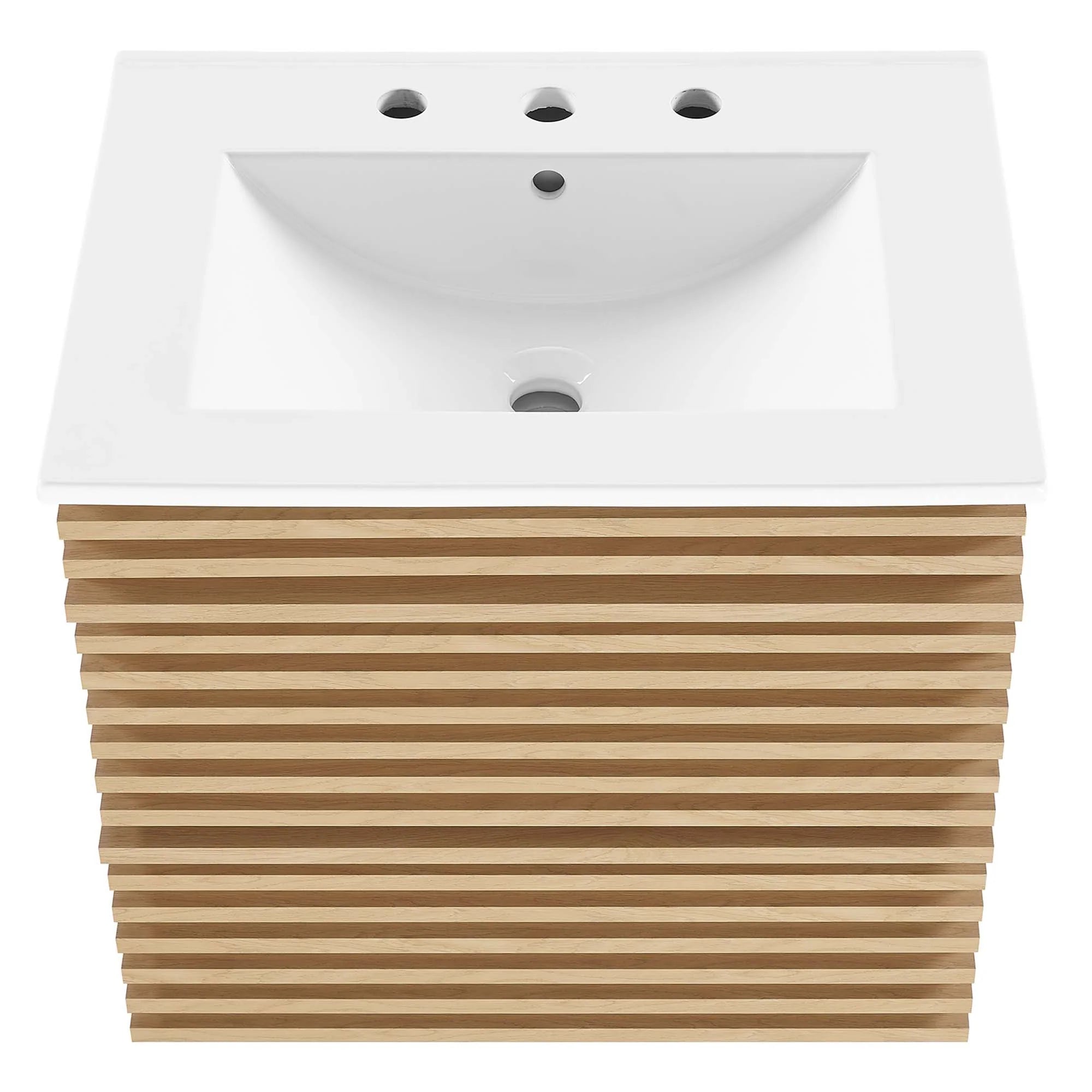 Meuble-lavabo mural de salle de bain avec vasque blanche incluse