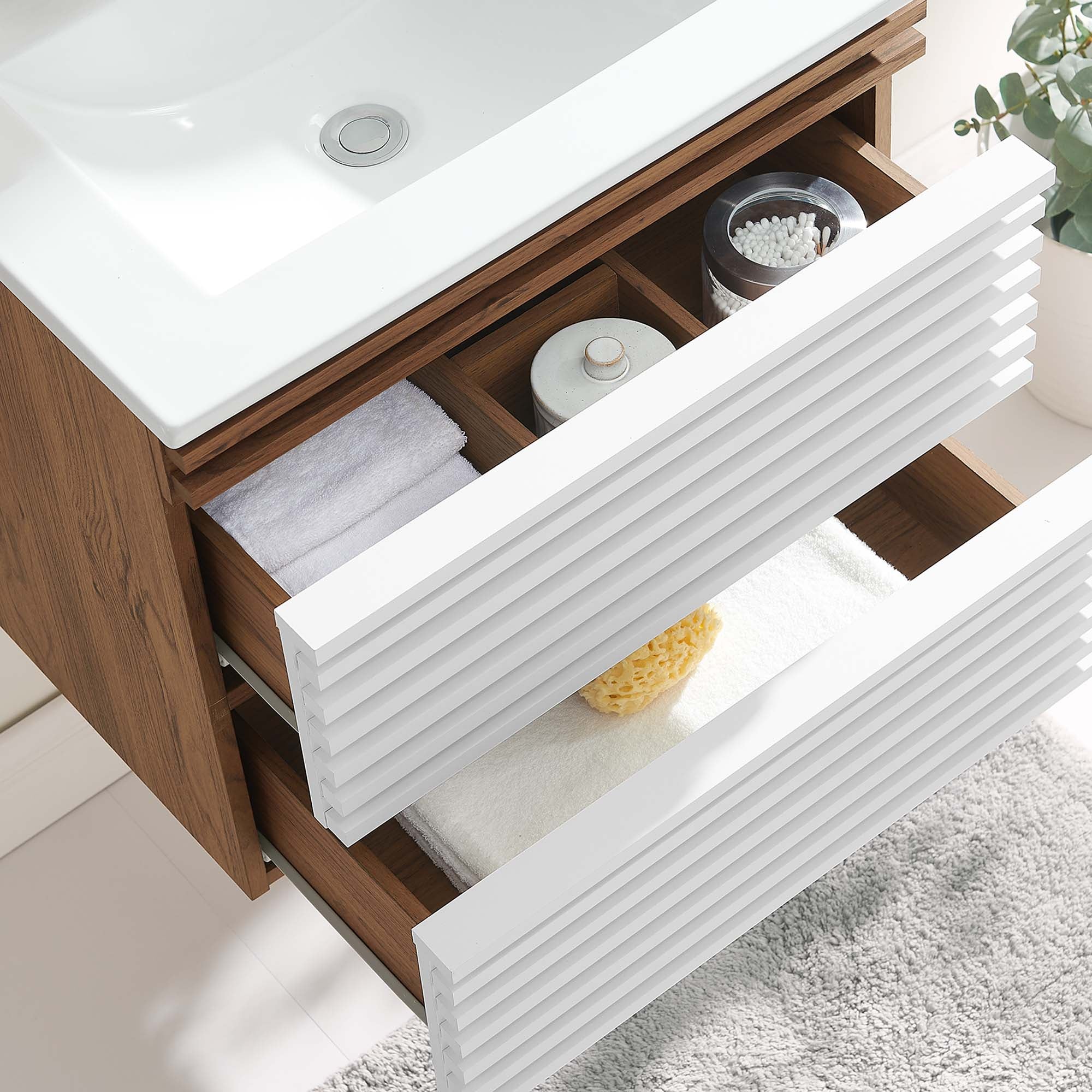 Render Wall-Mount Bathroom Vanity with White Basin Included