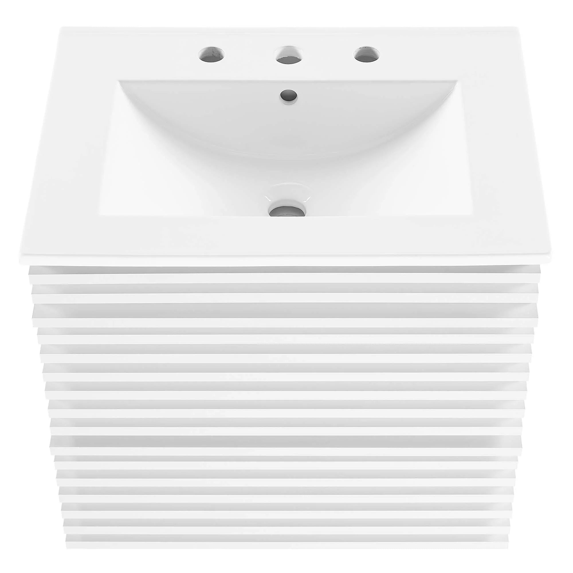 Meuble-lavabo mural de salle de bain avec vasque blanche incluse