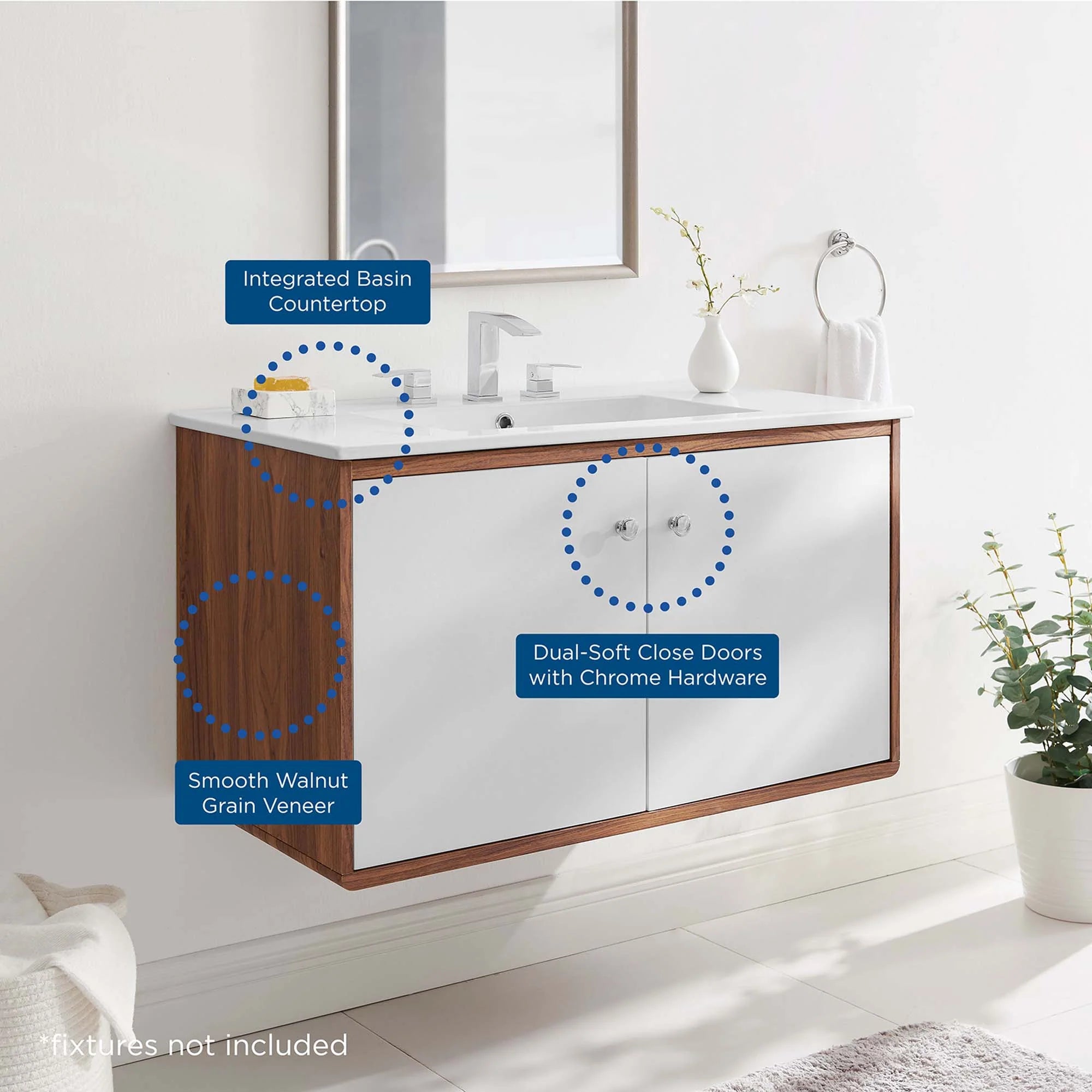 Transmit Wall-Mount Bathroom Vanity Basin Included