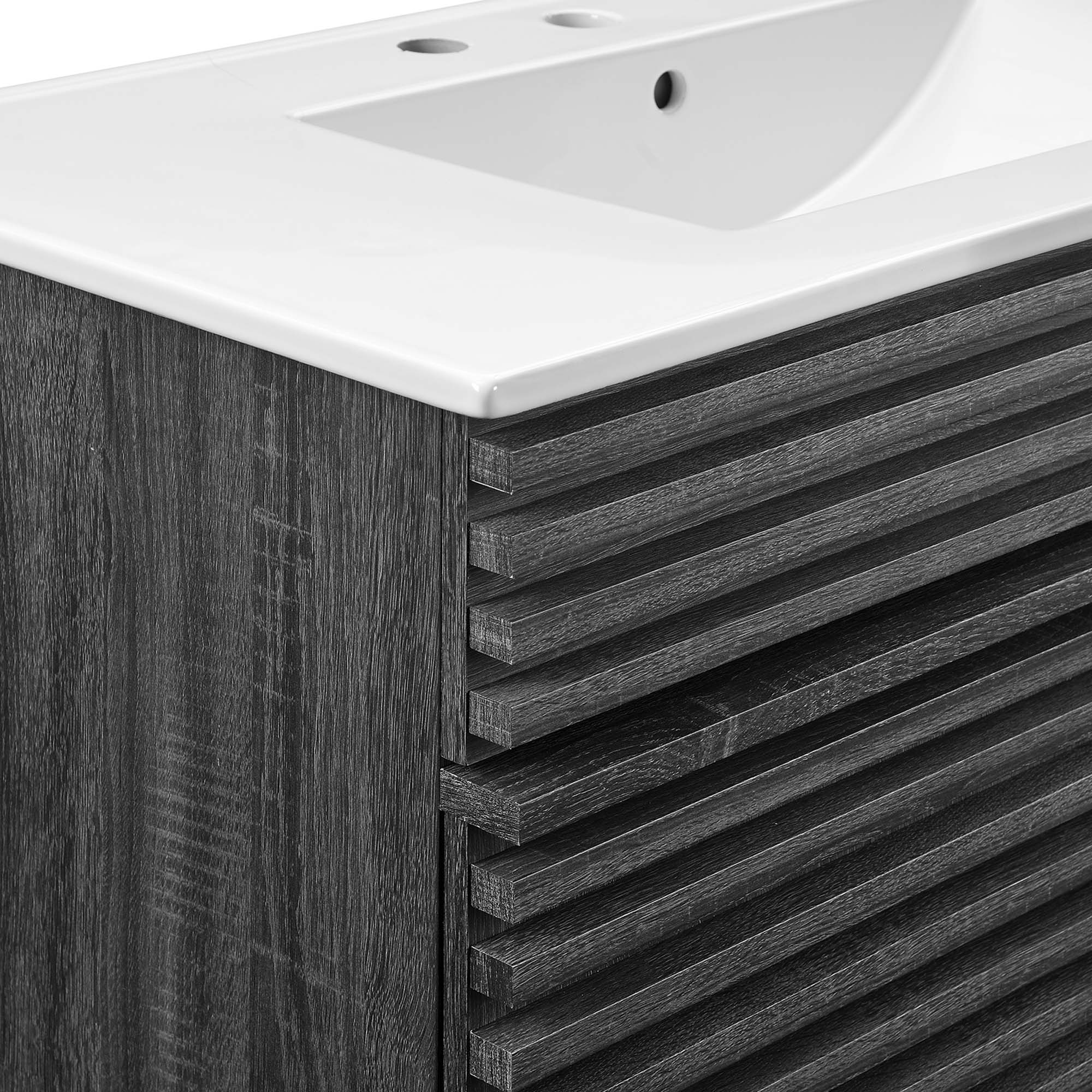 Meubles de salle de bain en bois avec vasque blanche incluse