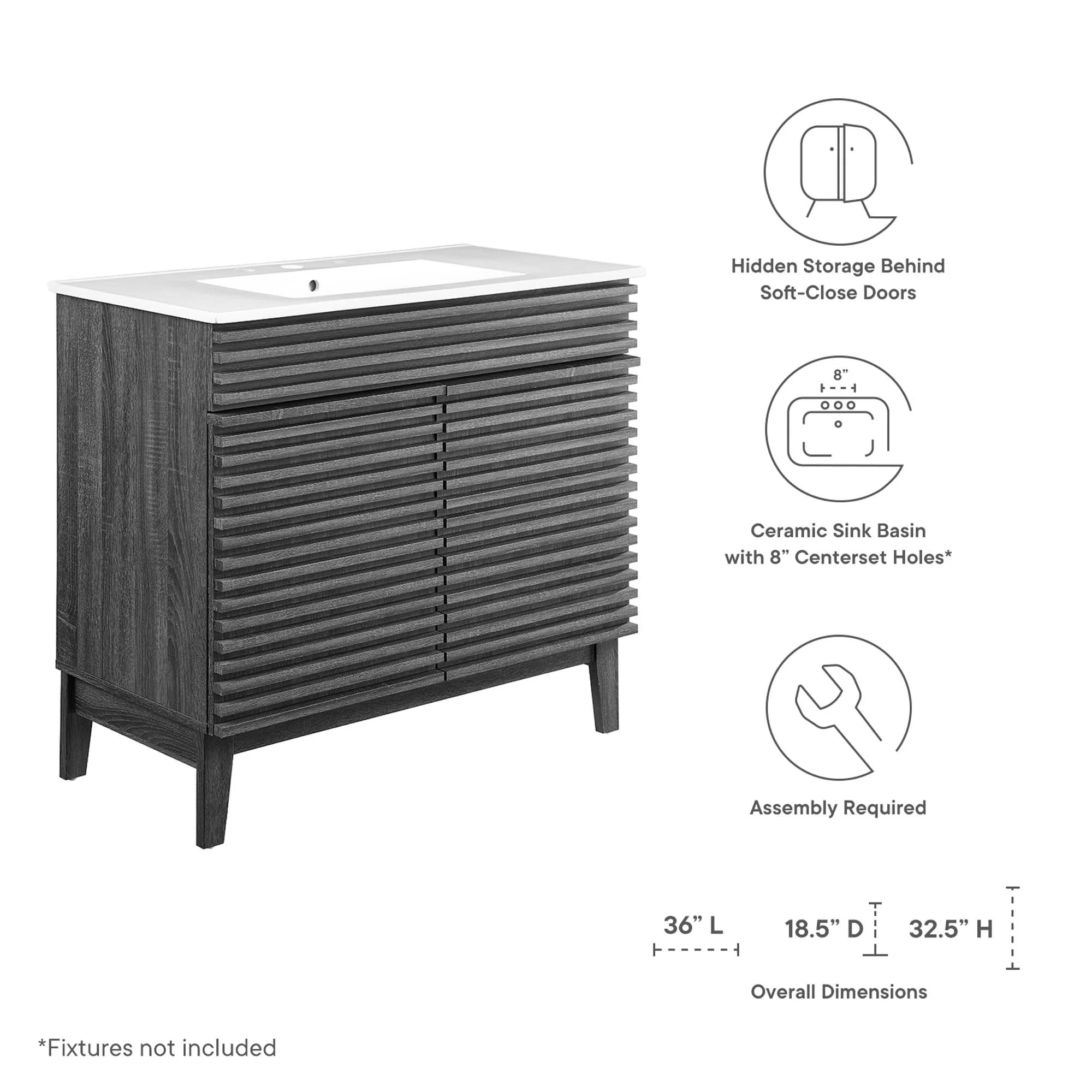 Meubles de salle de bain en bois avec vasque blanche incluse