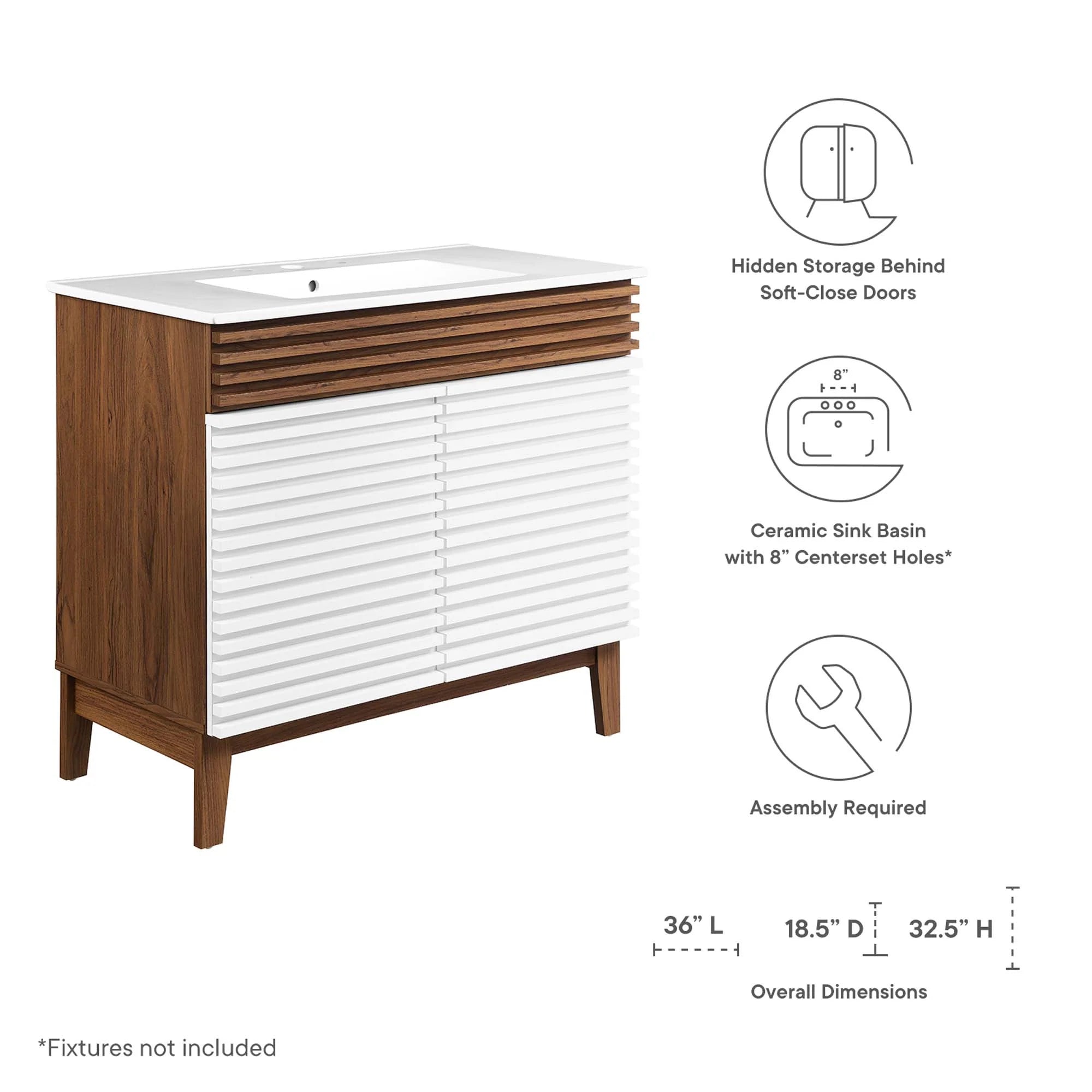 Render Bathroom Vanities with White Basin Included