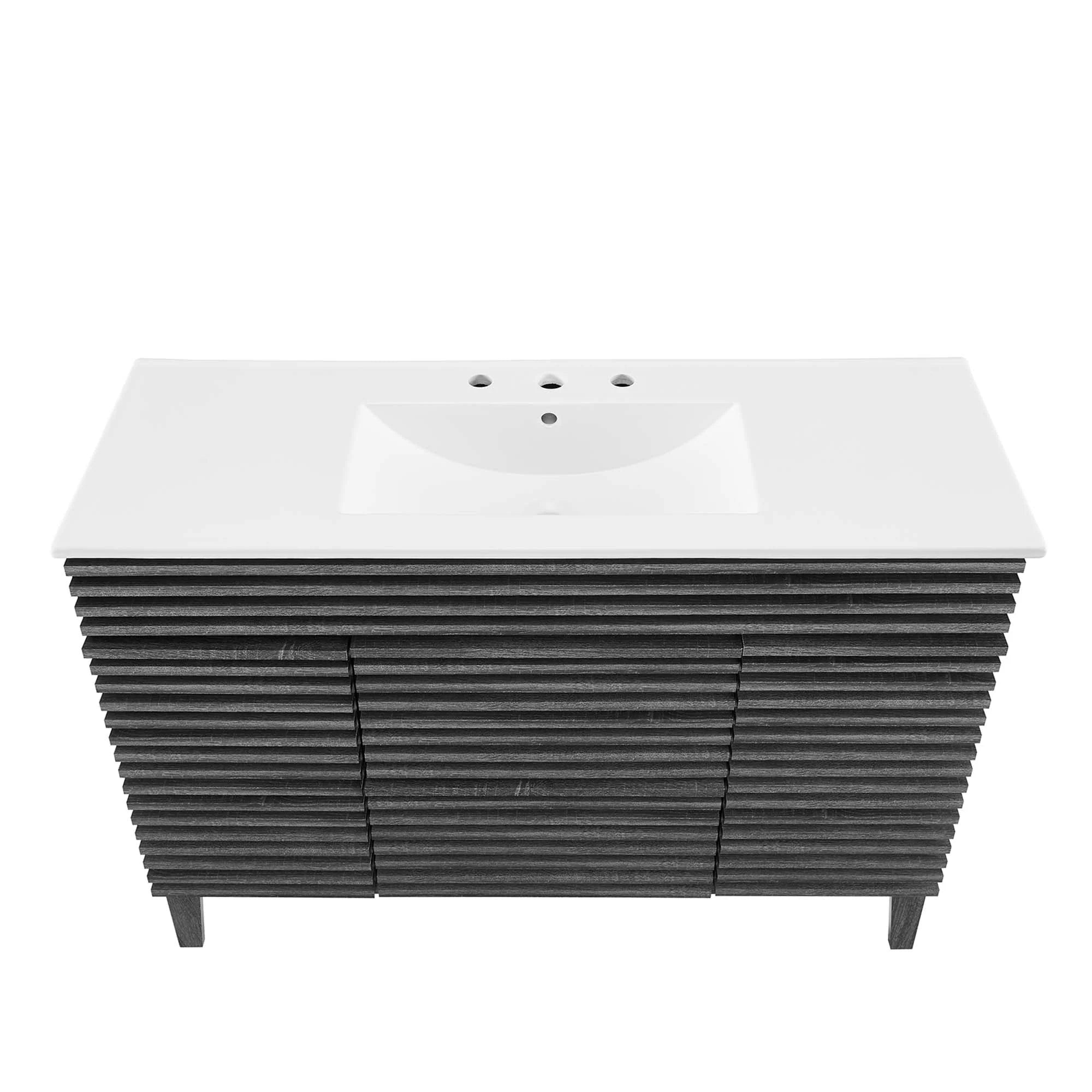 Meuble-lavabo de salle de bain avec vasque blanche incluse