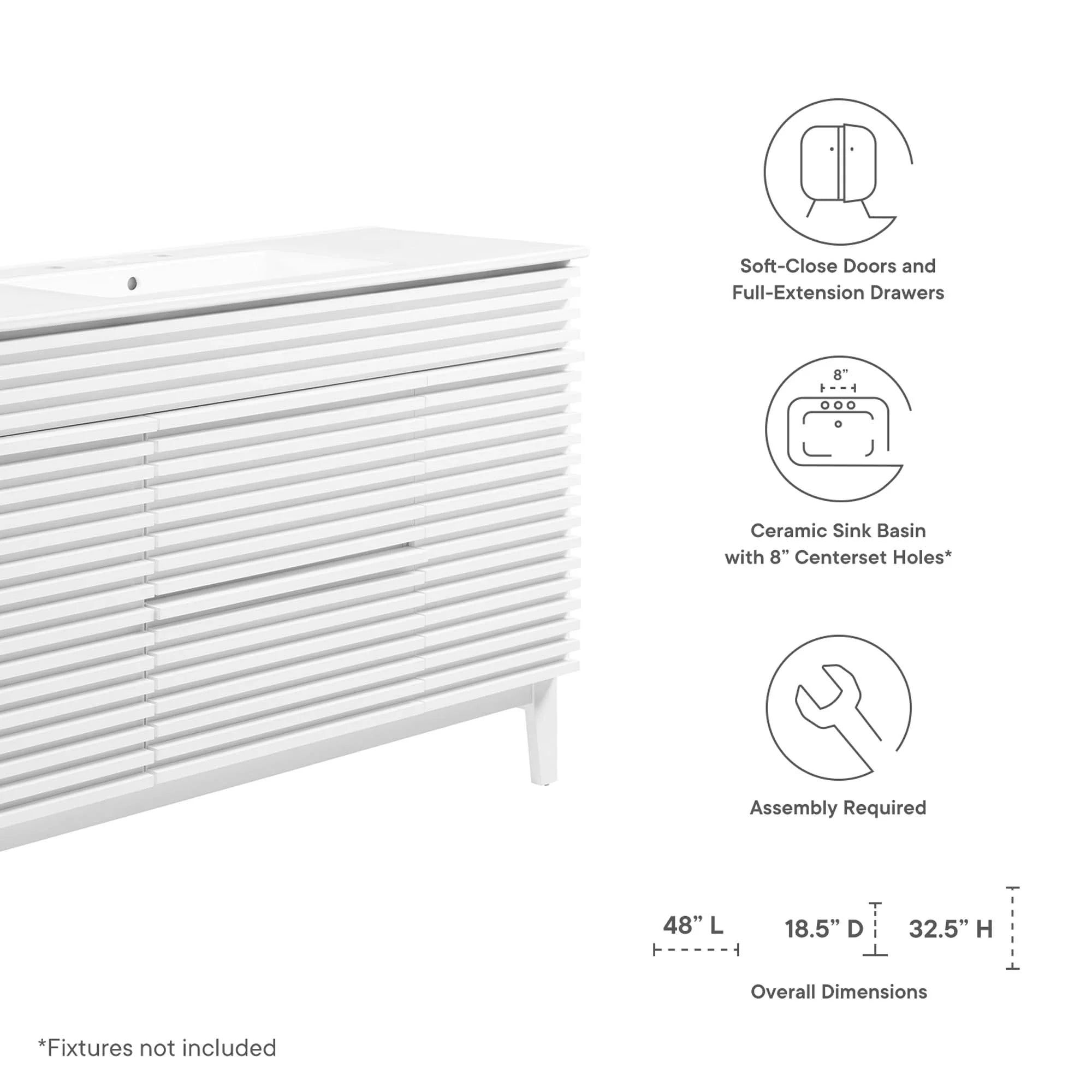 Meuble-lavabo de salle de bain avec vasque blanche incluse